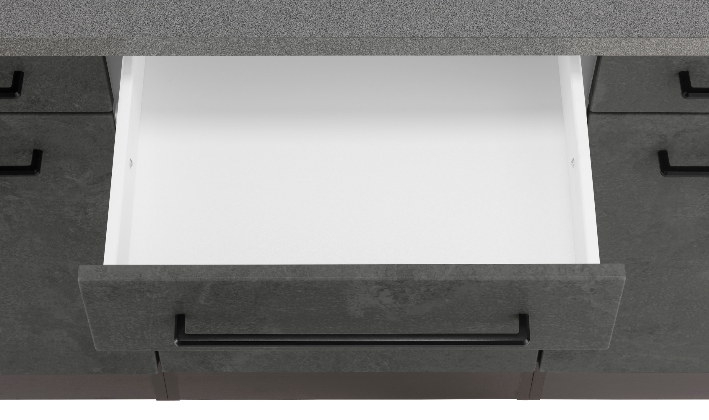KOCHSTATION Küchenzeile »KS-Tulsa«, mit E-Geräten, Breite 380 cm, schwarze Metallgriffe, MDF Fronten
