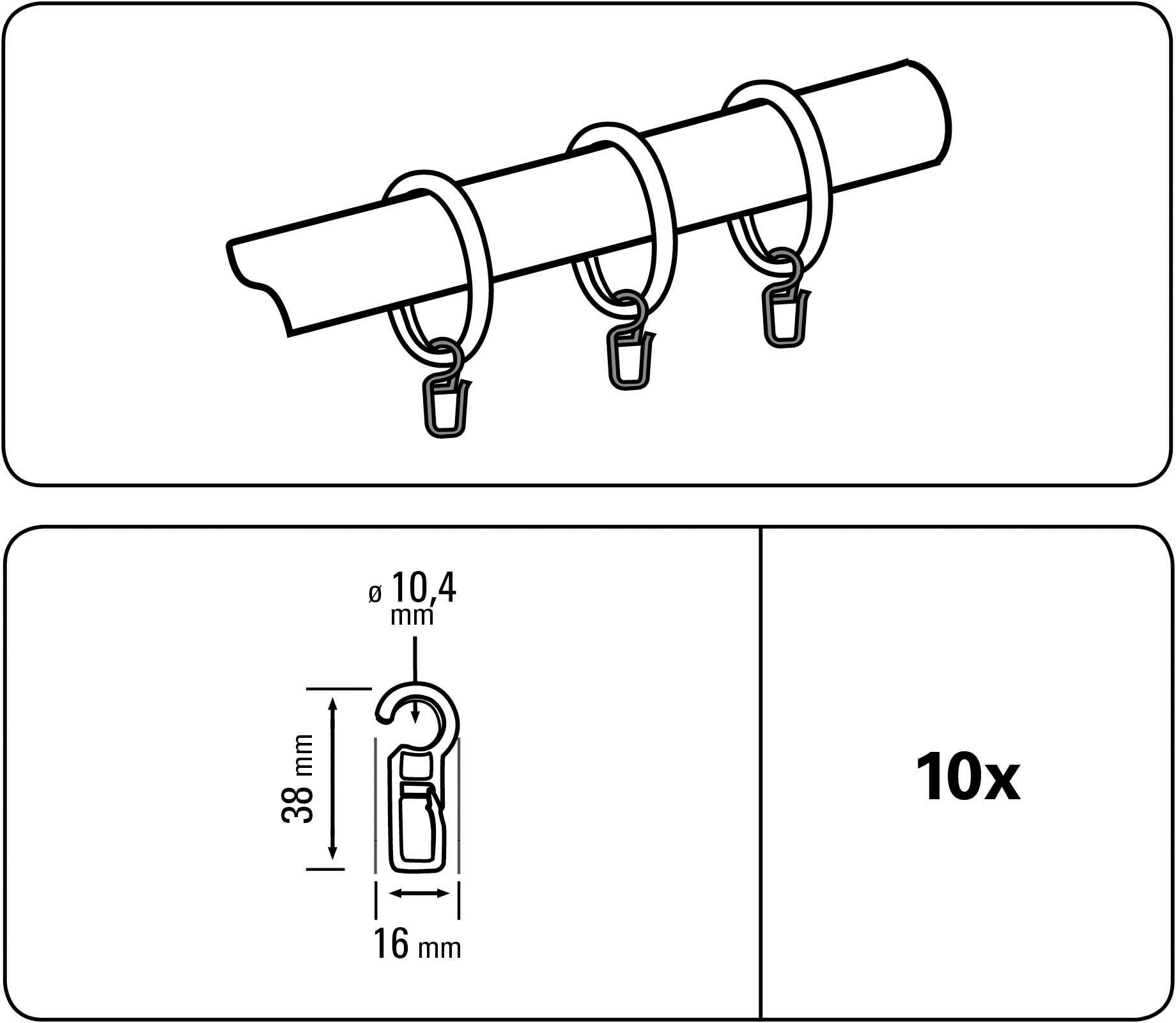 | Classic St.), Gardinenstangen-Set 28 bestellen mm GARDINIA »Faltenlegehaken 10 Lugano Ø mm«, BAUR (10 Faltenclip Ø Öse Serie