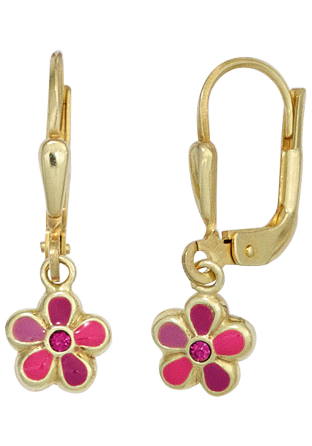 JOBO Paar Ohrhänger »Blume«, 333 kaufen mit BAUR Glassteinen Gold 