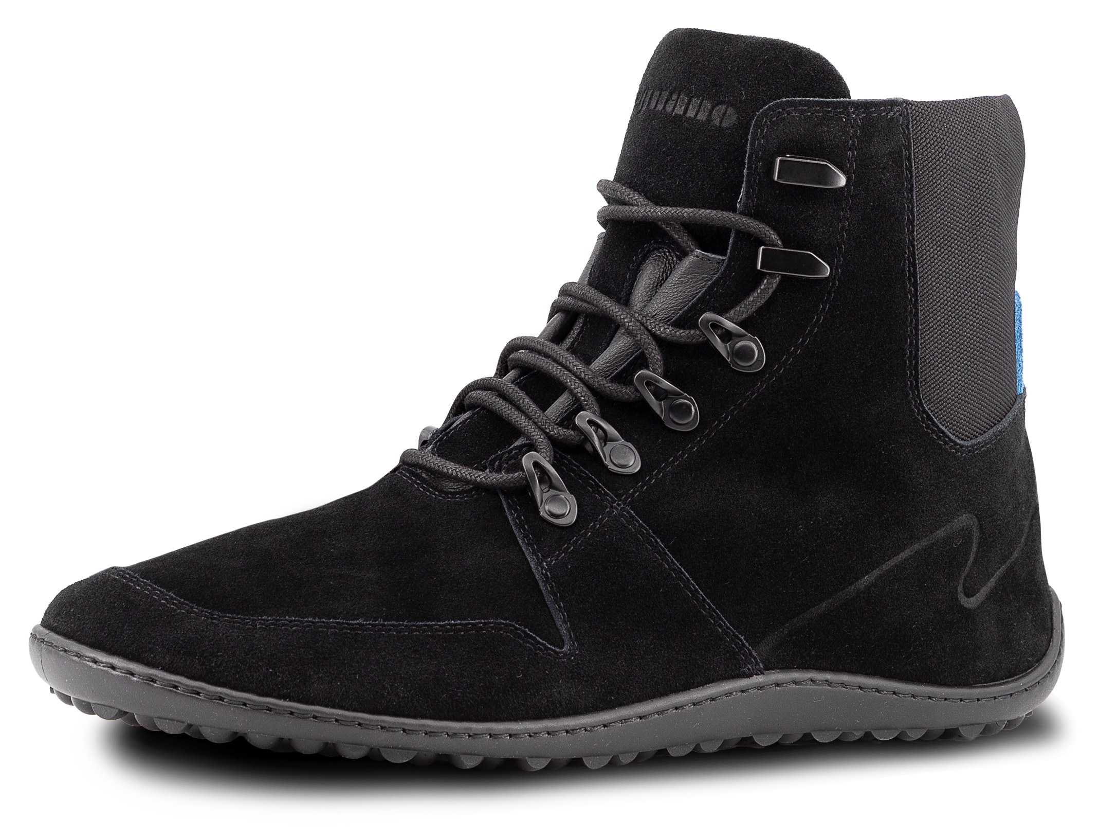 Barfußschuh LEGUANO "VELORD", Gr. 40, schwarz, Leder, Schuhe Barfußschuh, Schnürboots, Herbstschuh, Flats mit Haken im Bergsteiger-Look