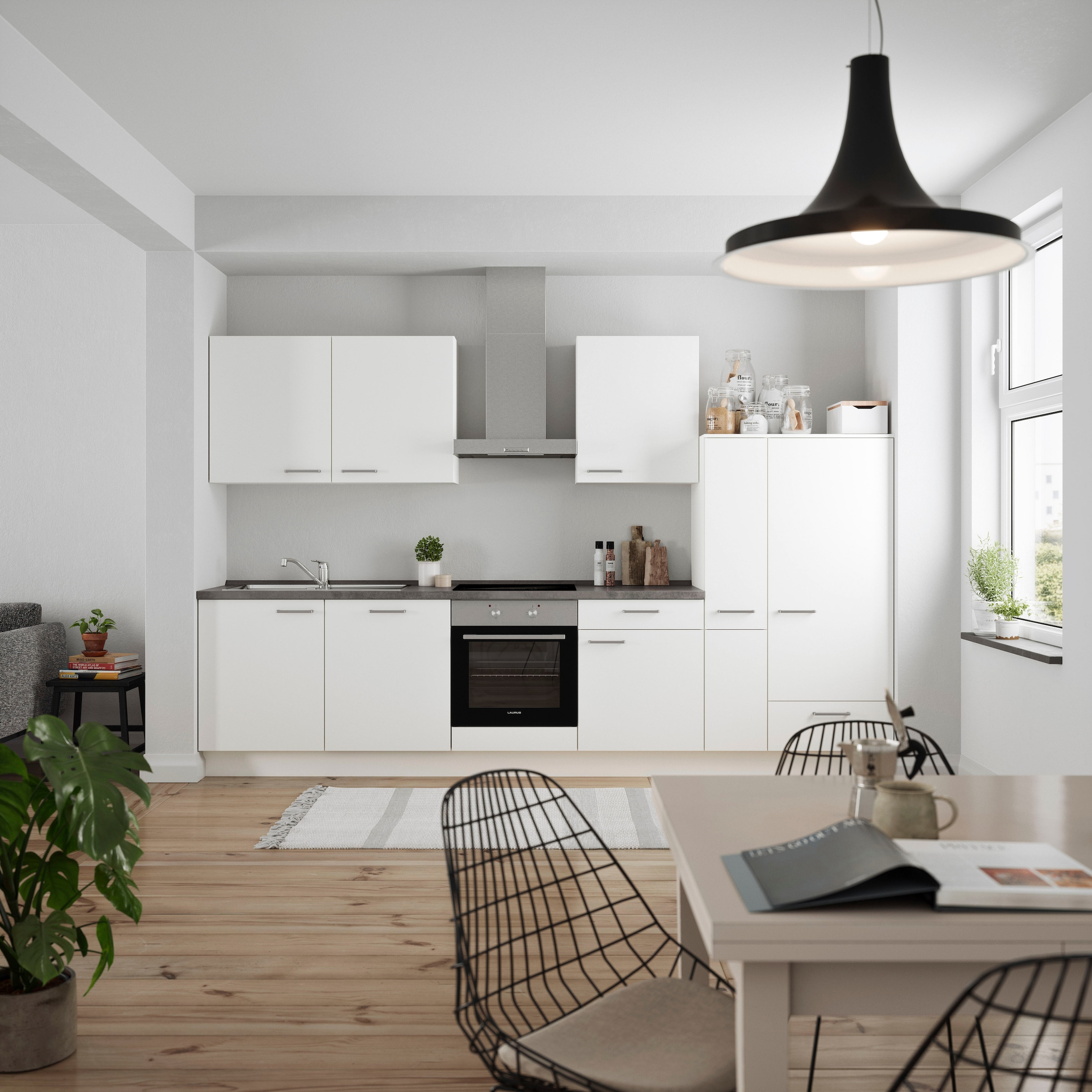nobilia® Küchenzeile »"Touch I", NEU: individuell anpassbar mit gratis Profi-Beratung« vormontiert, Breite 330 cm, Ausrichtung wählbar, wahlw. mit E-Geräten