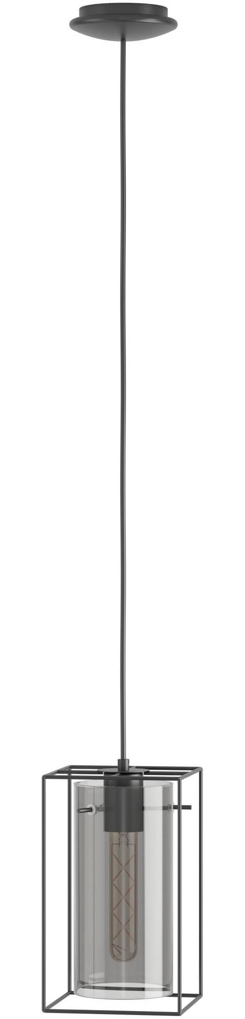 EGLO Hängeleuchte »Loncino Pendellampe, Vintage, Hängelampe aus Stahl und Glas, E27« E27 1 Stk. Hängeleuchte - L15 x B15 x H110 cm - schwarz - 1X60W exkl.