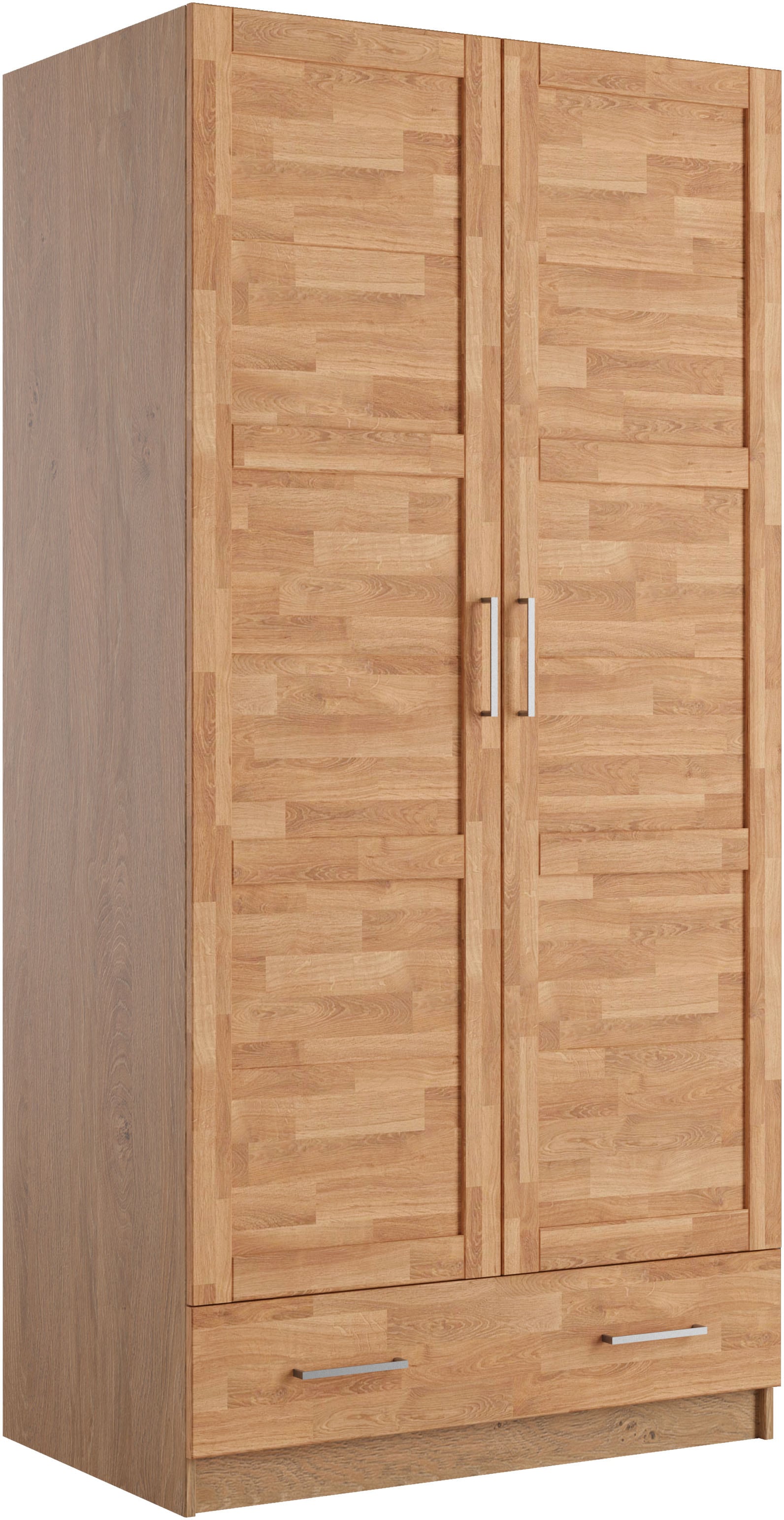 OTTO home Kleiderschrank "Sabrina, 97x60x200cm, natürlicher Landhausstil" teilmassiv, Buche oder Eiche, FSC-zertifiziert, Metallgriffe