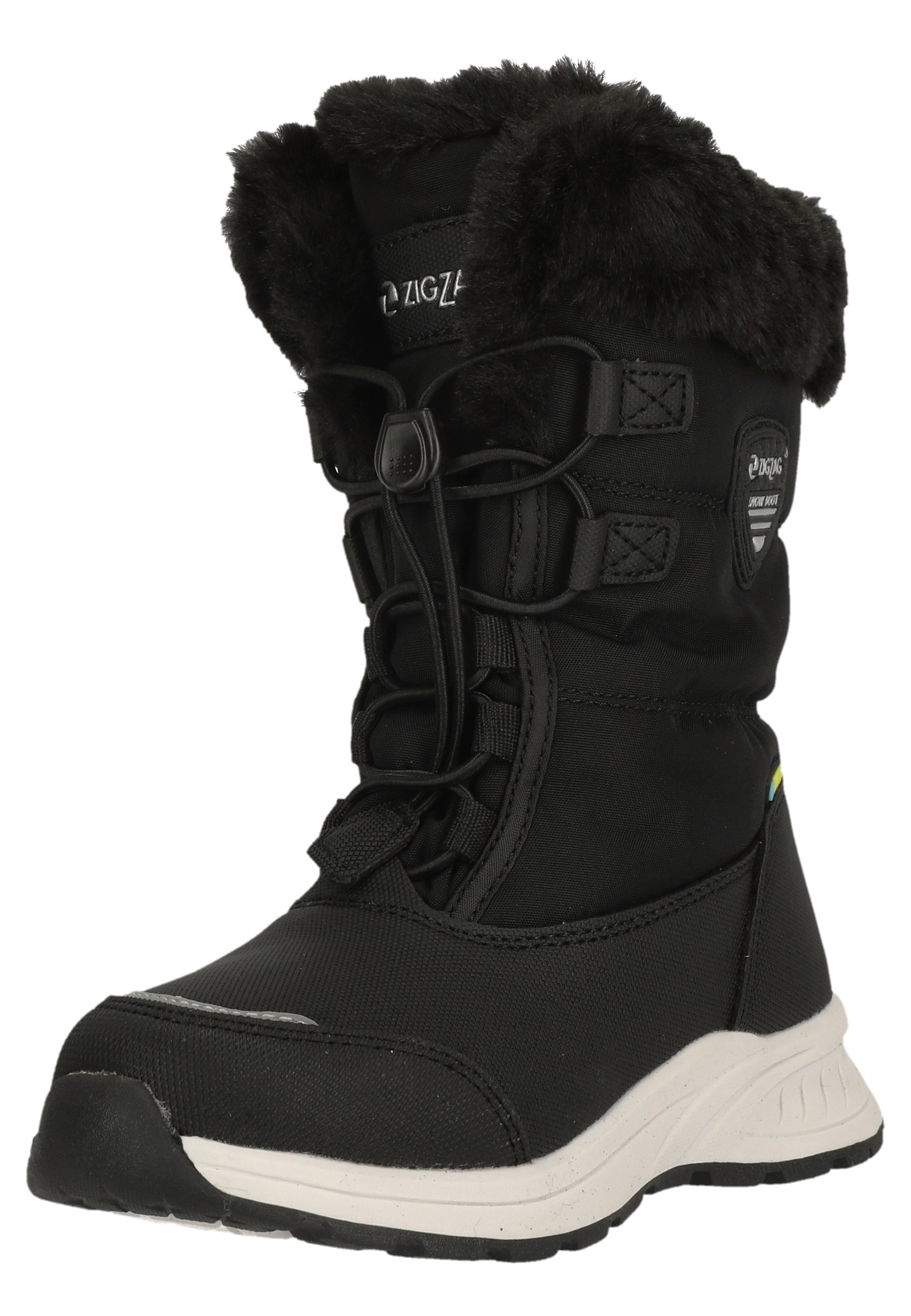 ZIGZAG Mädchen Stiefel "Wesend", Gr. 35, schwarz, Polyurethane, Synthetik, Schuhe, mit bequemem Kunstfellbesatz und Allwetterprofil