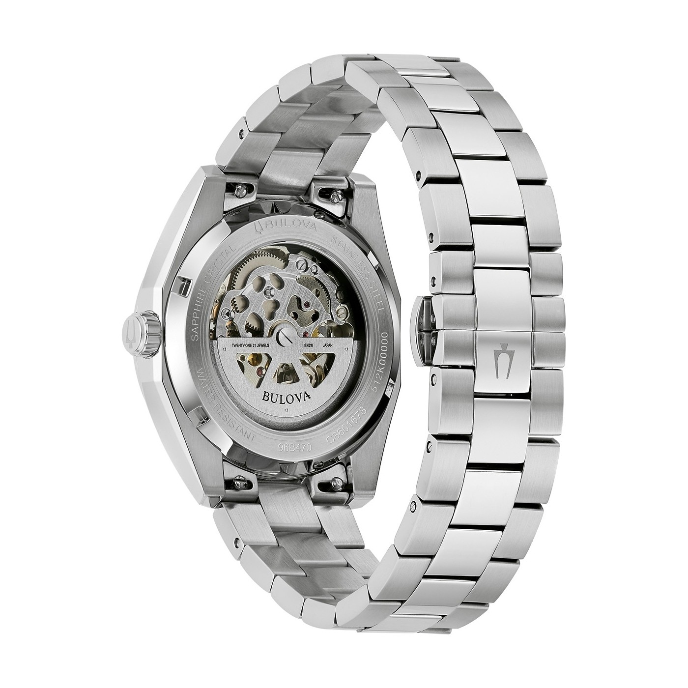 Bulova Automatikuhr »Surveyor« Armbanduhr, Damenuhr, Herrenuhr, Mechanische Uhr, Edelstahlarmband