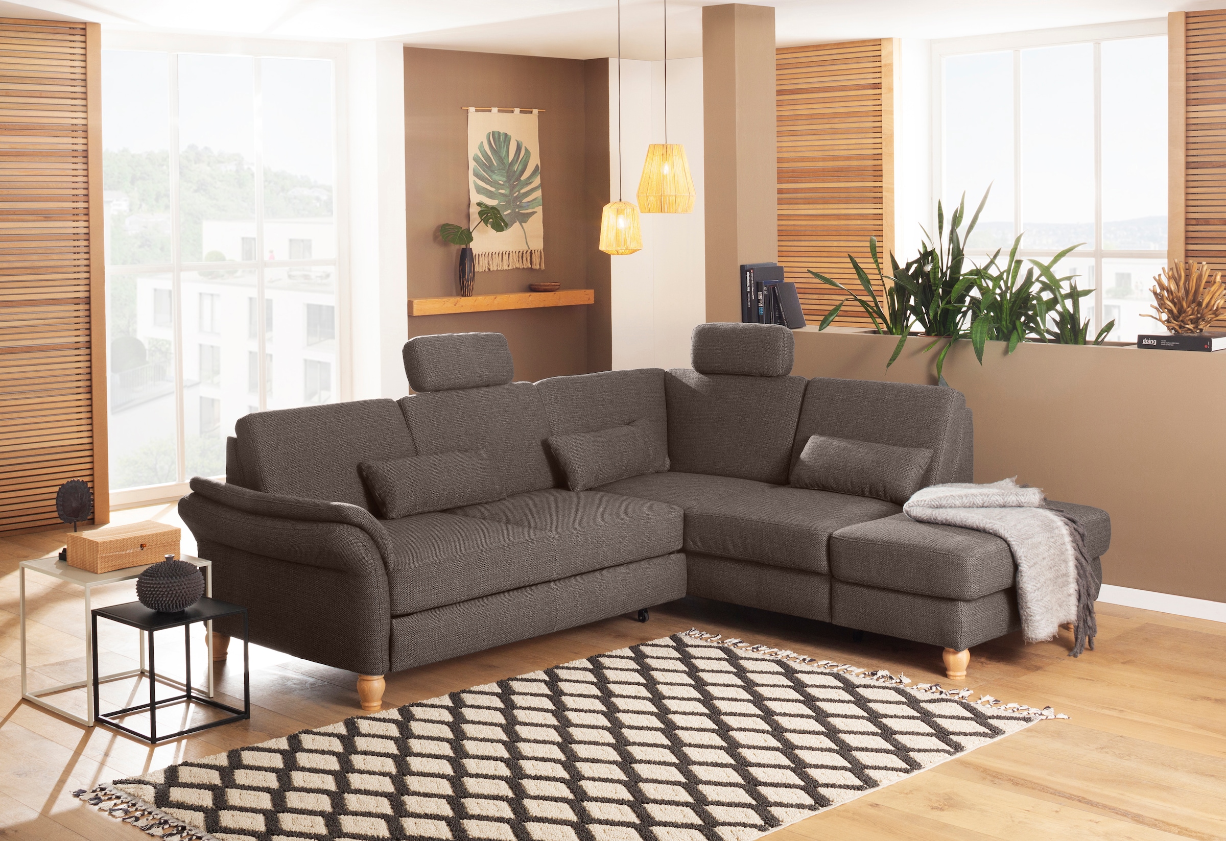 Home affaire Ecksofa "Palace L-Form" incl. Sitztiefenverstellung, wahlweise mit Schlaffunktion und Stauraum