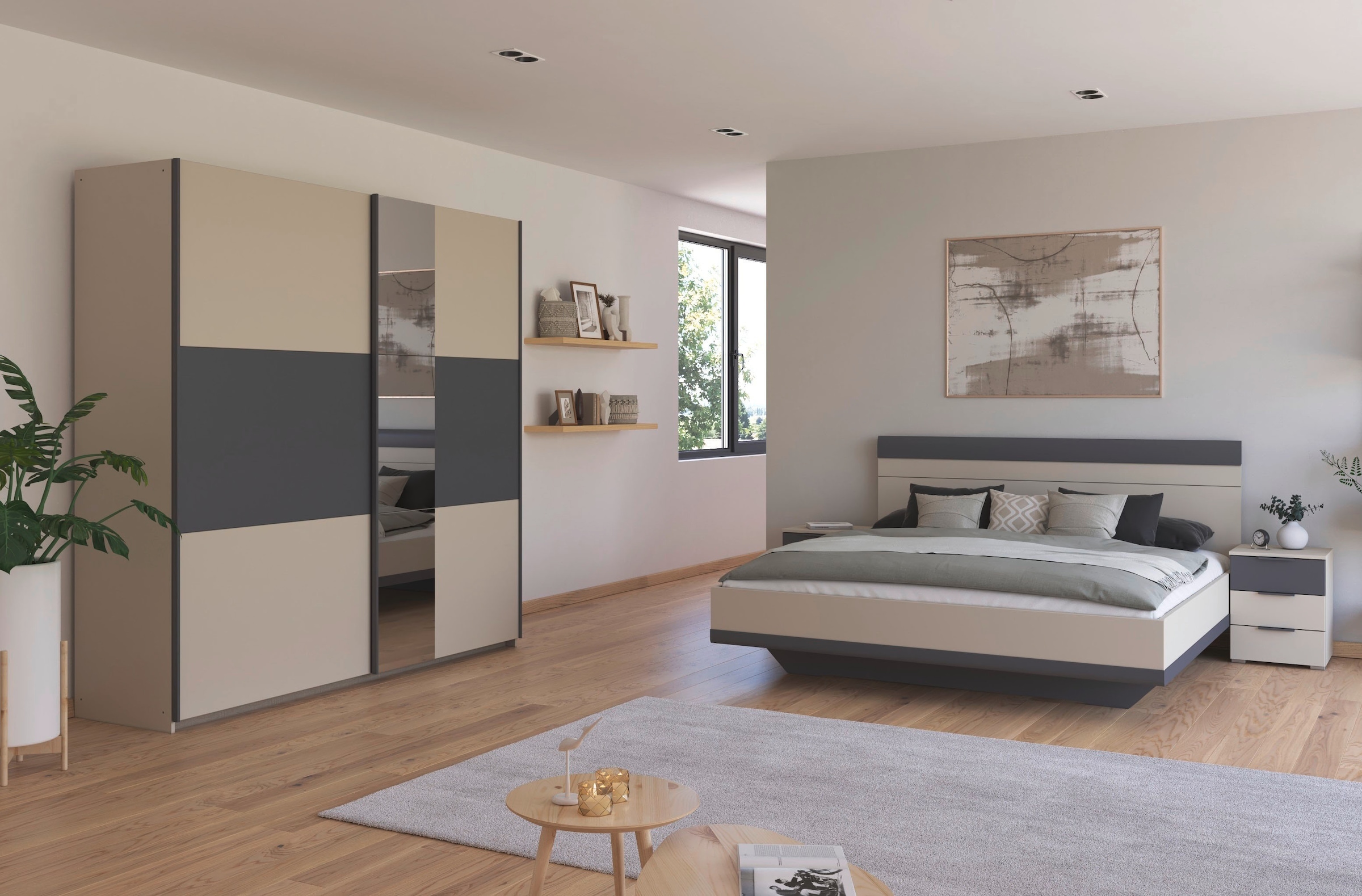 rauch Schlafzimmer-Set »Komplettschlafzimmer Schlafzimmer Schlafzimmermöbel SAJO«, (Set, 4 tlg., Set: Kleiderschrank mit/ohne Spiegel, Bett in 2 Breiten, 2 Nachttische), optional mit Spiegel am Kleiderschrank MADE IN GERMANY