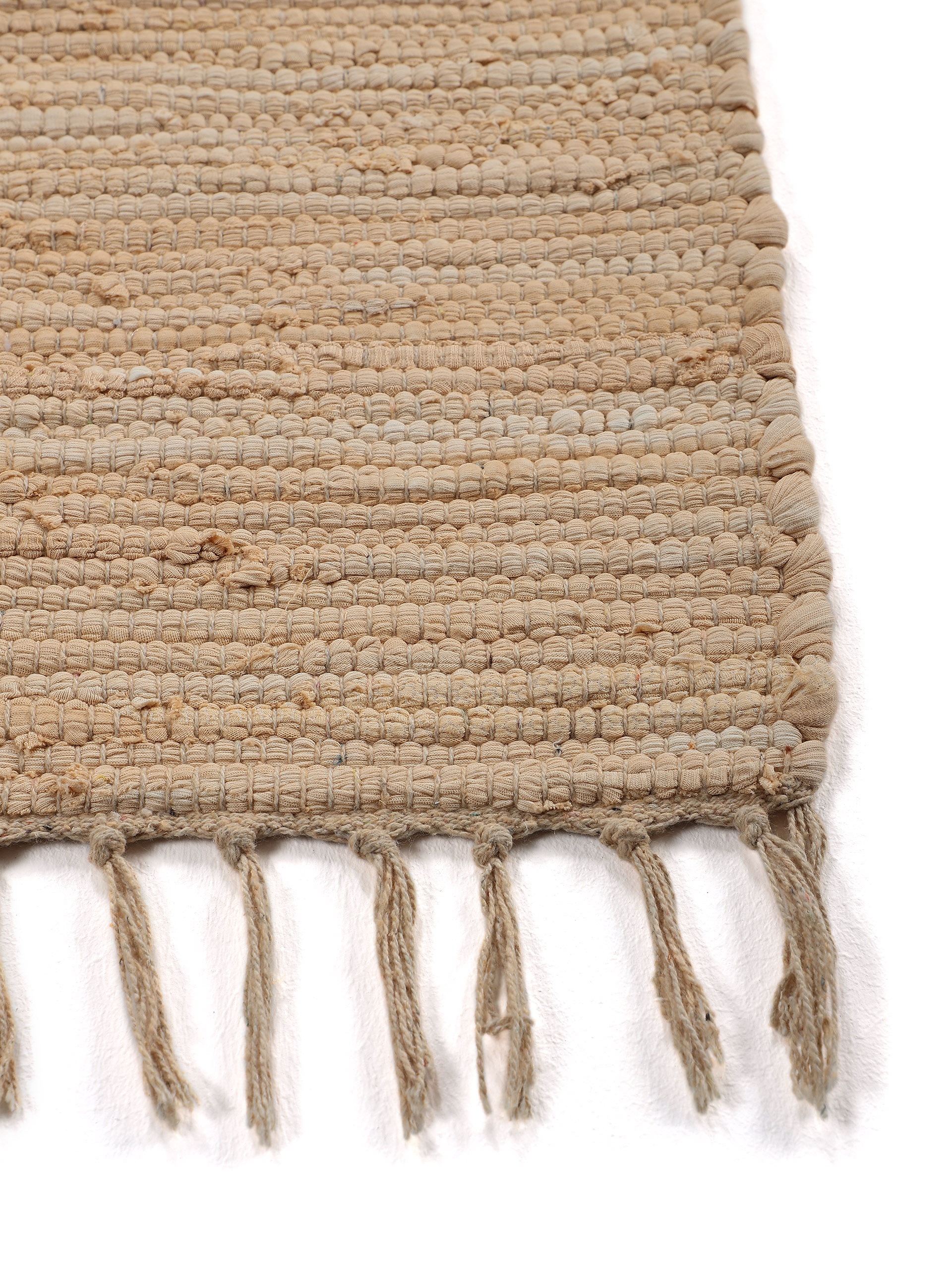 carpetfine Teppich »Kelim Chindi uni«, rechteckig, 5 mm Höhe, Wendeteppich, reine Baumwolle, handgewebt, Uni-Farben, mit Fransen