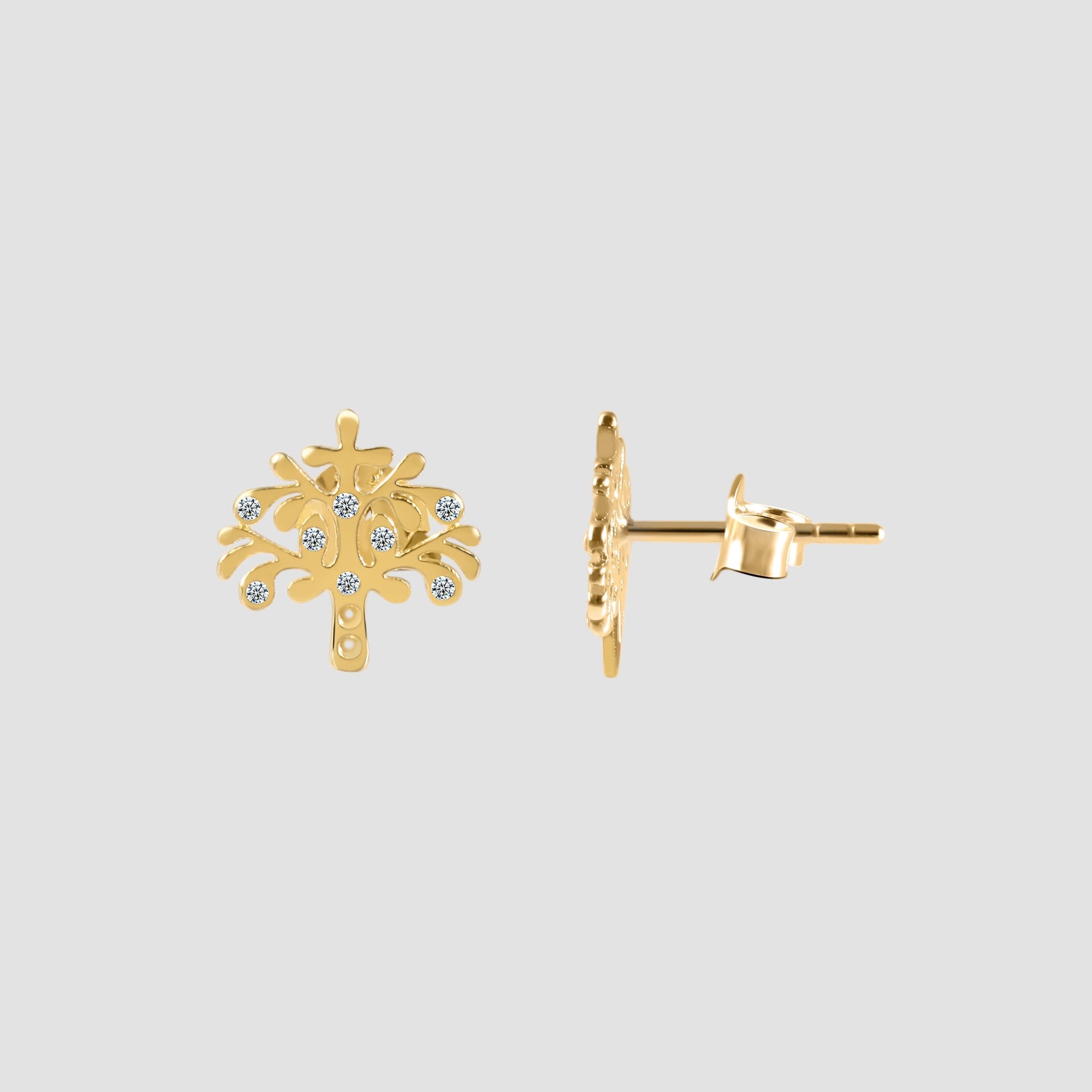 Adelia´s Paar Ohrhänger »Damen Ohrringe – Ohrstecker Lebensbaum aus 333 Gold mit Zirkonia« Zum Verschenken – passend für viele Anlässe