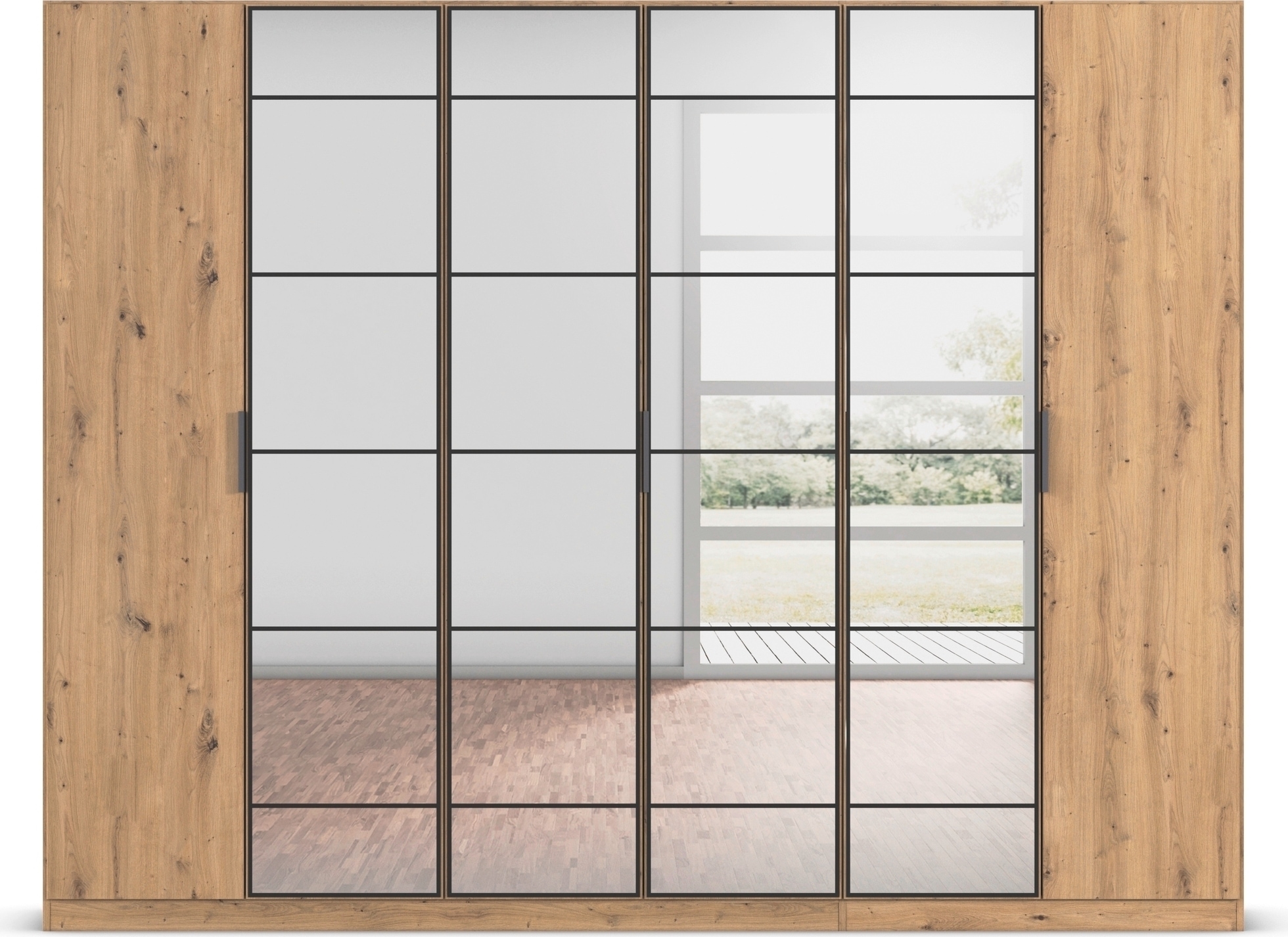 rauch Drehtürenschrank »Kleiderschrank Schrank Garderobe Schlafzimmerschrank ACERO«, (Breiten 181/226/271 cm, Höhe 210 cm), Mitteltüren mit Spiegel in moderner Loft-Optik MADE IN GERMANY
