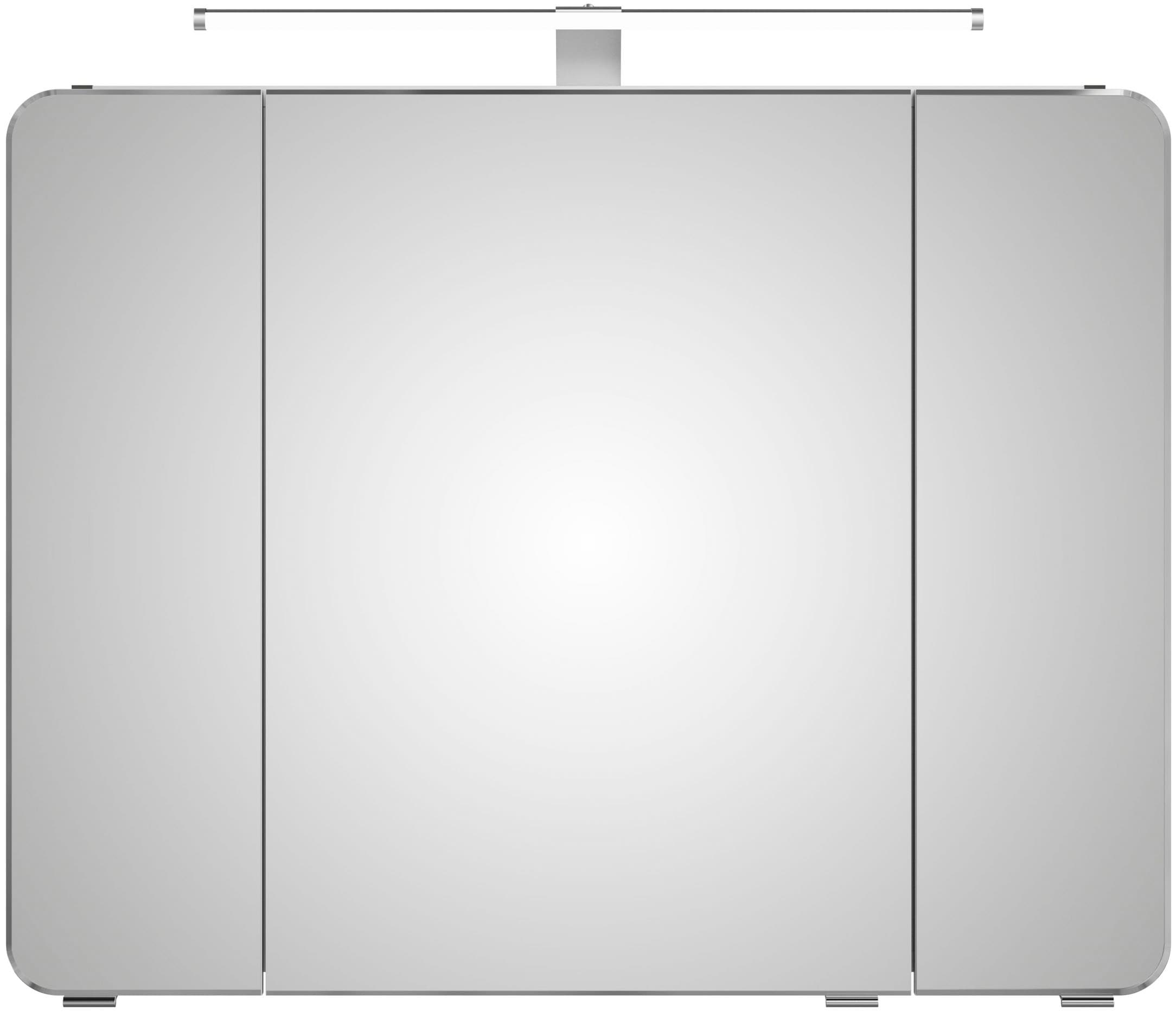 Saphir Spiegelschrank »Serie 4005 Badezimmer-Spiegelschrank inkl. LED-Aufsatzleuchte«, Badschrank 90 cm breit, 3 Türen, 6 Glas-Einlegeböden, inkl. Türdämpfer