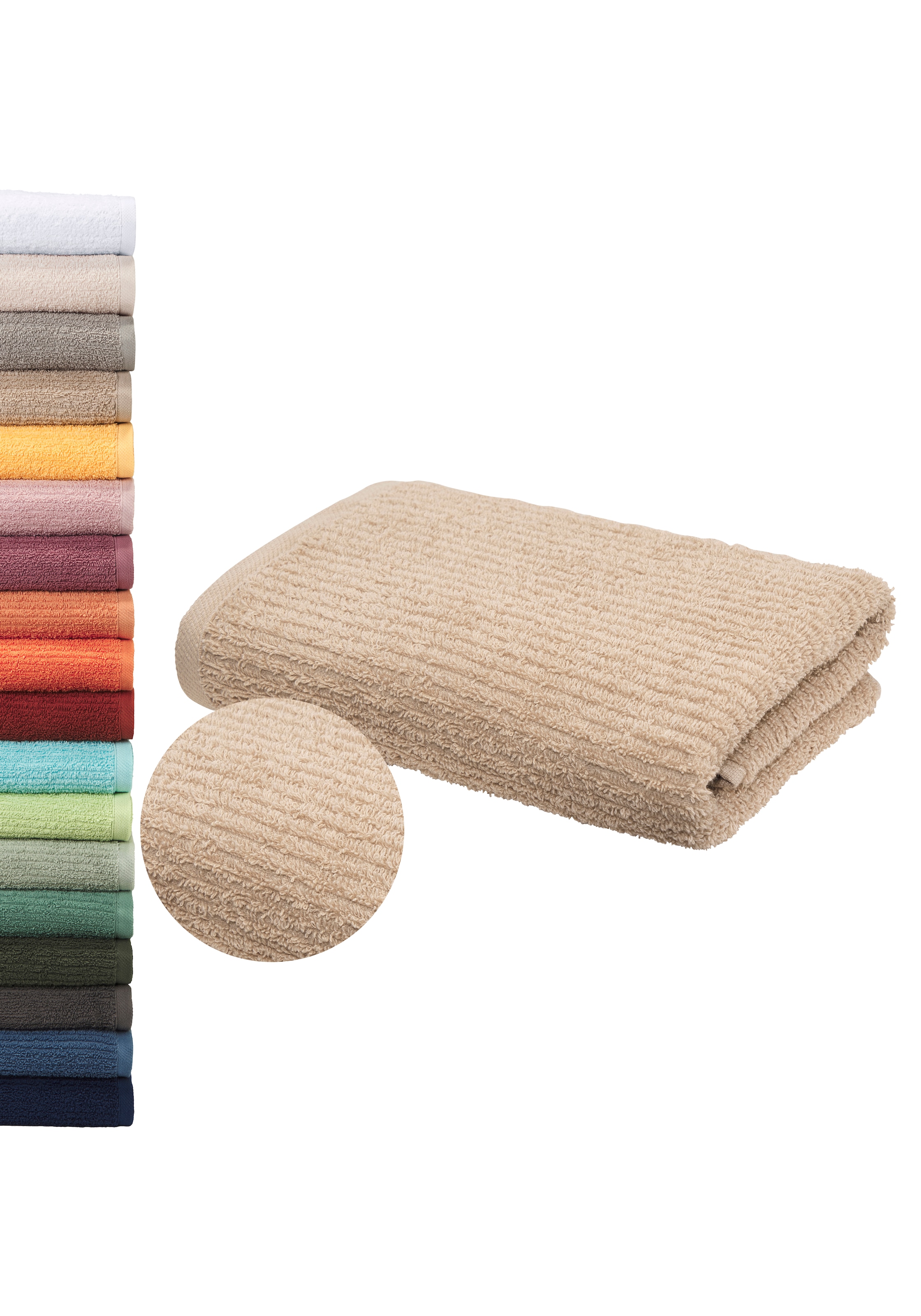 OTTO home Handtuch »Riva, 50x100, Premium Handtücher, 500 gr/m²« Hoch-Tief-Struktur, Streifen, weich, 5 Jahre Garantie
