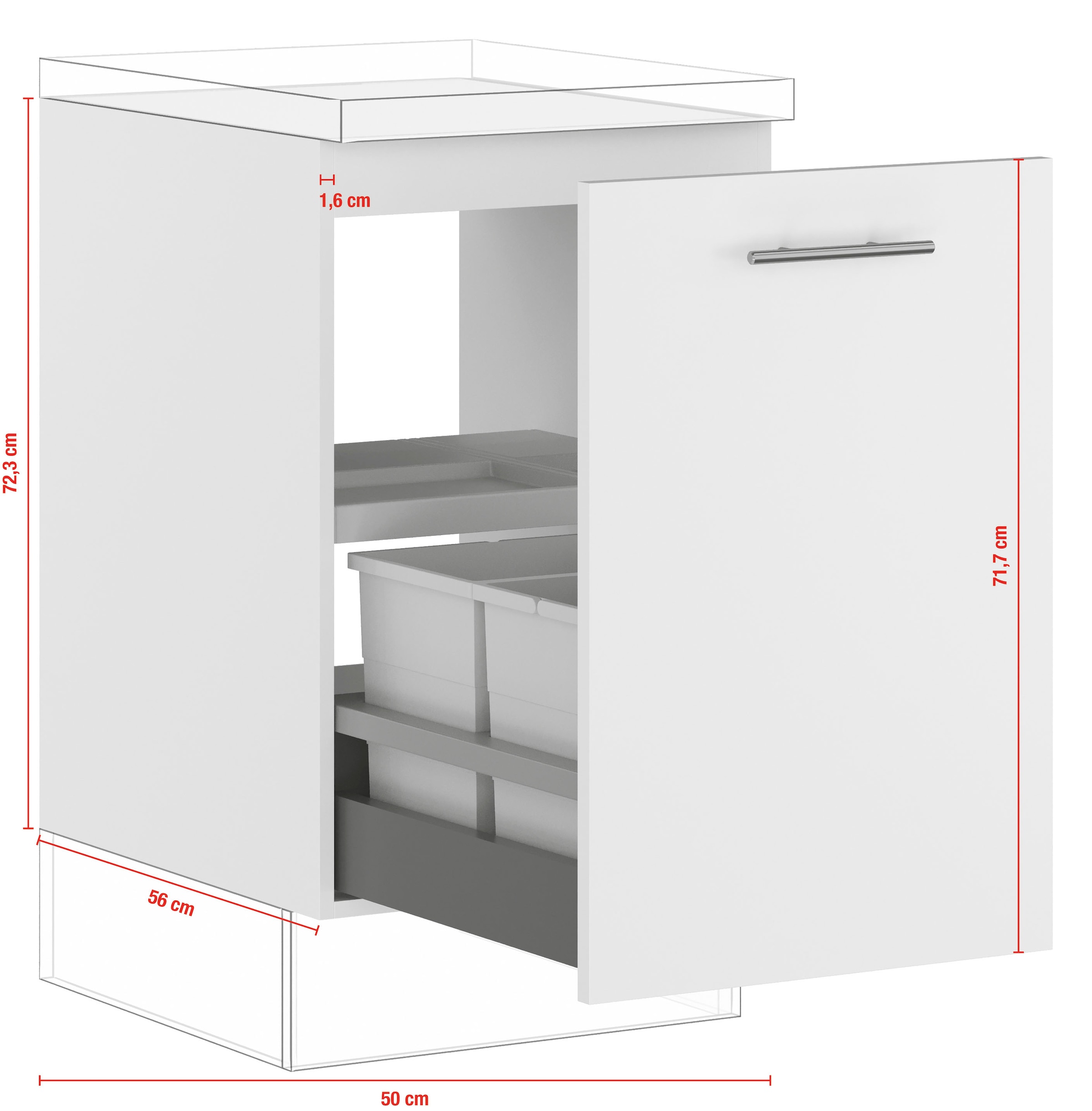 IMPULS KÜCHEN Spülenunterschrank »"Tirana", Breite/Höhe: 50/72,3 cm,« vormontiert, mit Auszug, mit Abfallsammler, mit Soft-Close