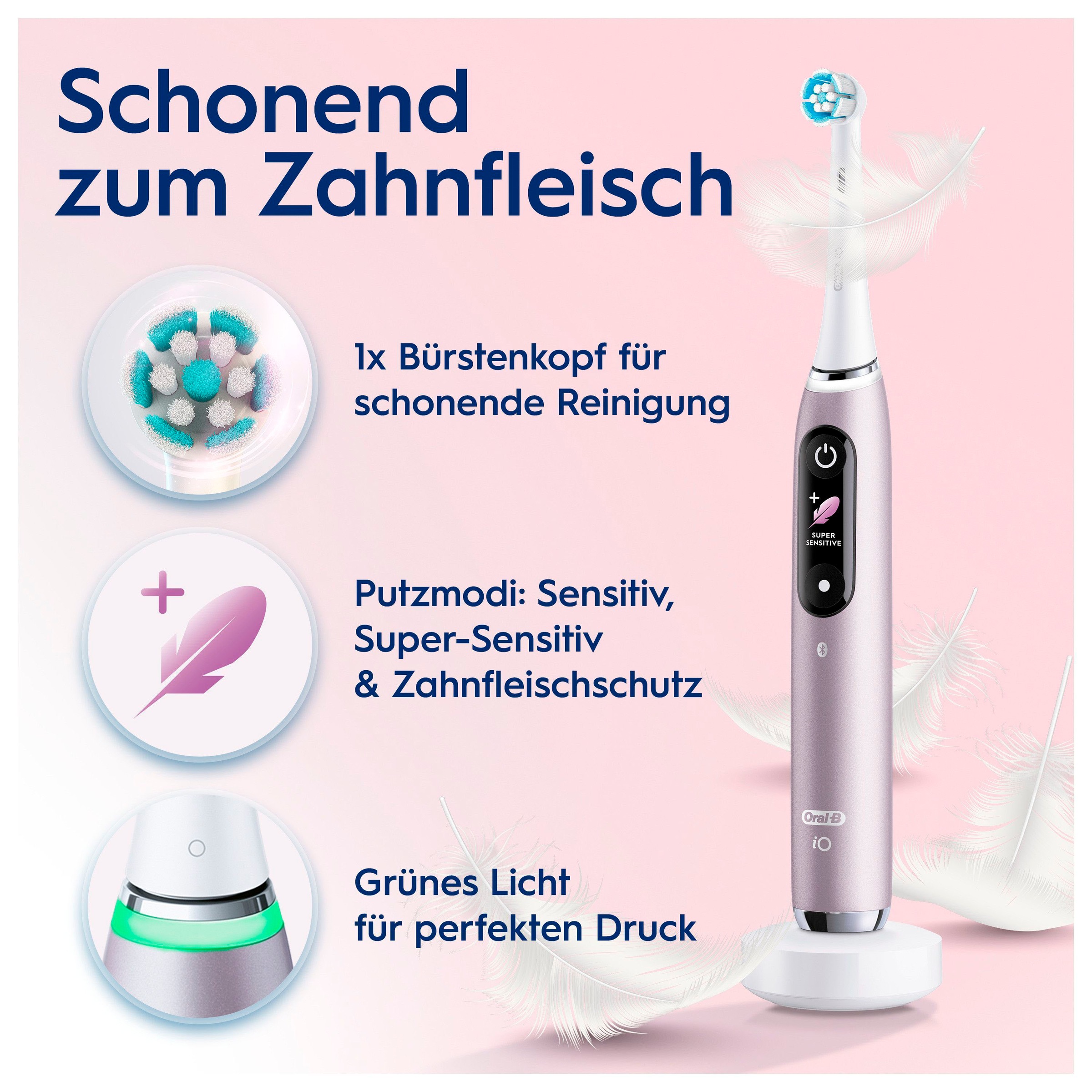 Thumbnail - Oral-B Elektrische Zahnbürste "iO 9" 2 Stk. Aufsteckbürsten mit Magnet-Technologie, 7 Putzmodi, Farbdisplay & Lade-Reise...