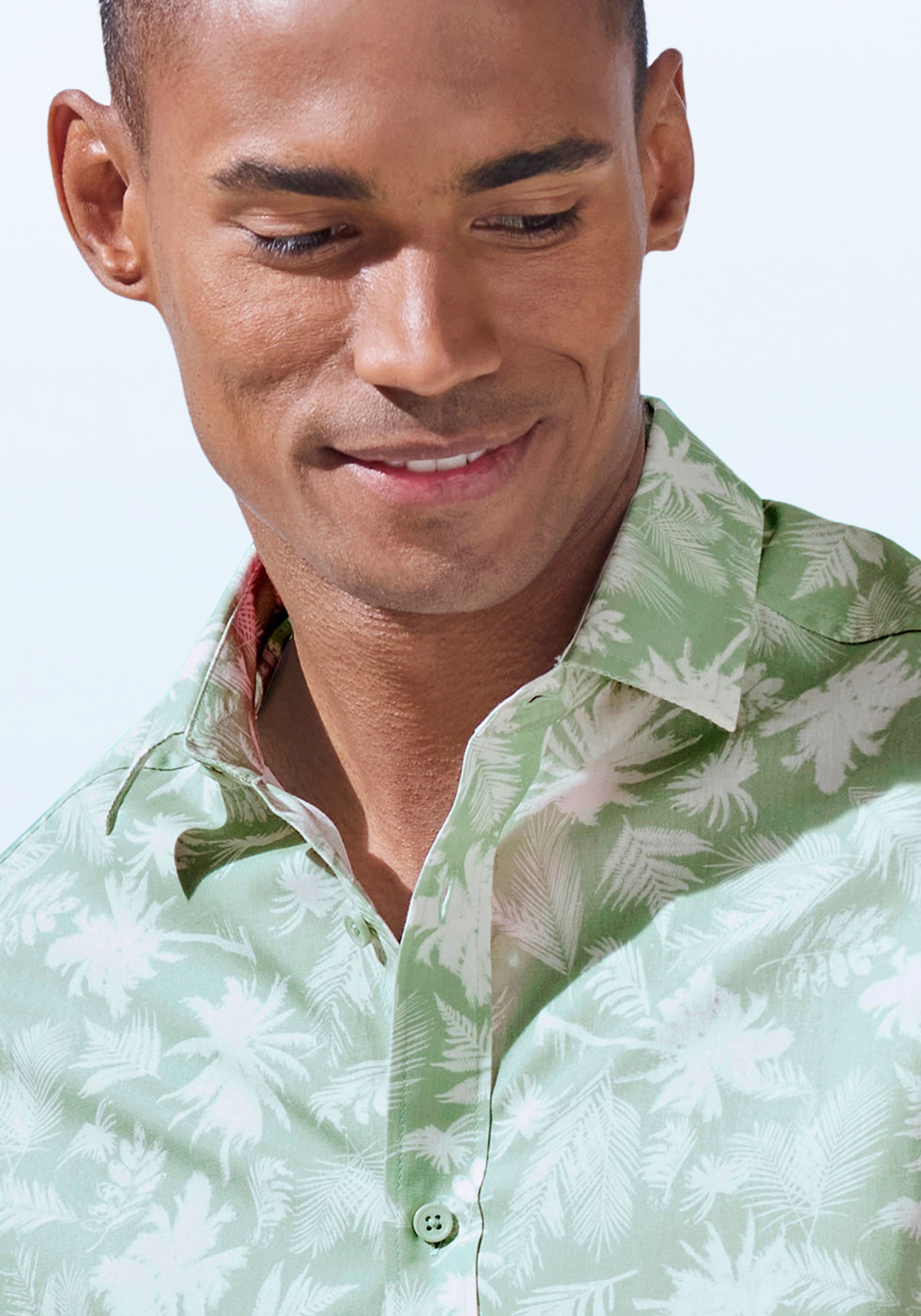 Beachtime Hawaiihemd »Regular fit«, Kurzarm, Freizeithemd mit Palmenprint, reine Baumwolle