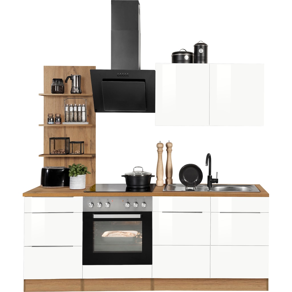 Kochstation Küchenzeile »KS-Brindisi«, mit E-Geräten, Breite 210 cm