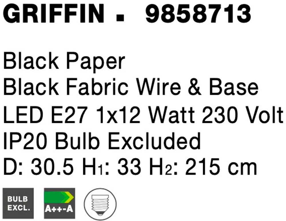 Nova Luce Hängeleuchten »GRIFFIN«, 1 flammig, Leuchtmittel E27 | ohne Leuchtmittel, Ohne Beleuchtung