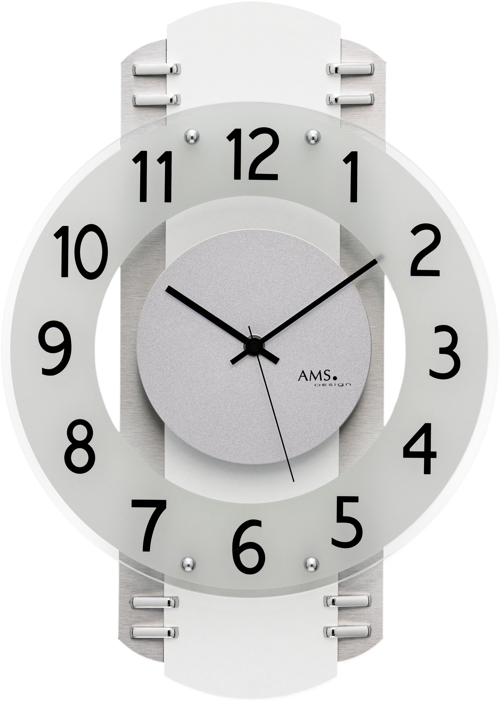 Funkwanduhr AMS, weiß, Wanduhren, B/H/L: 28cm x 6cm x 40cm, Quarzuhr, Wanduhr, Made in Germany, Wohnzimmer, Esszimmer, Büro