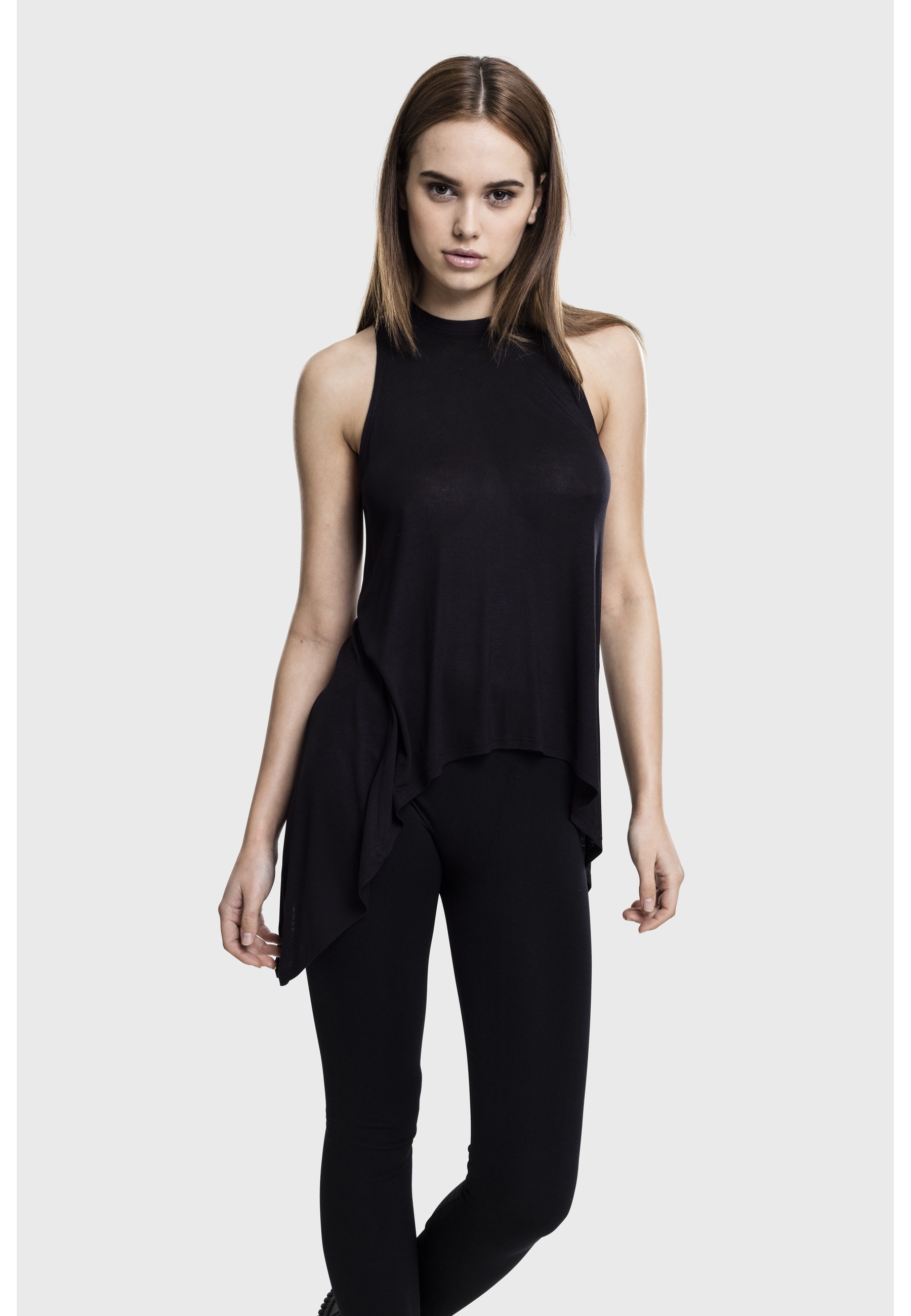 Tanktop URBAN CLASSICS "Urban Classics Damen Ladies HiLo Viscose Top", Damen, Gr. L, schwarz, 100% Viskose, unifarben, slim fit, Tops Tanktop 2