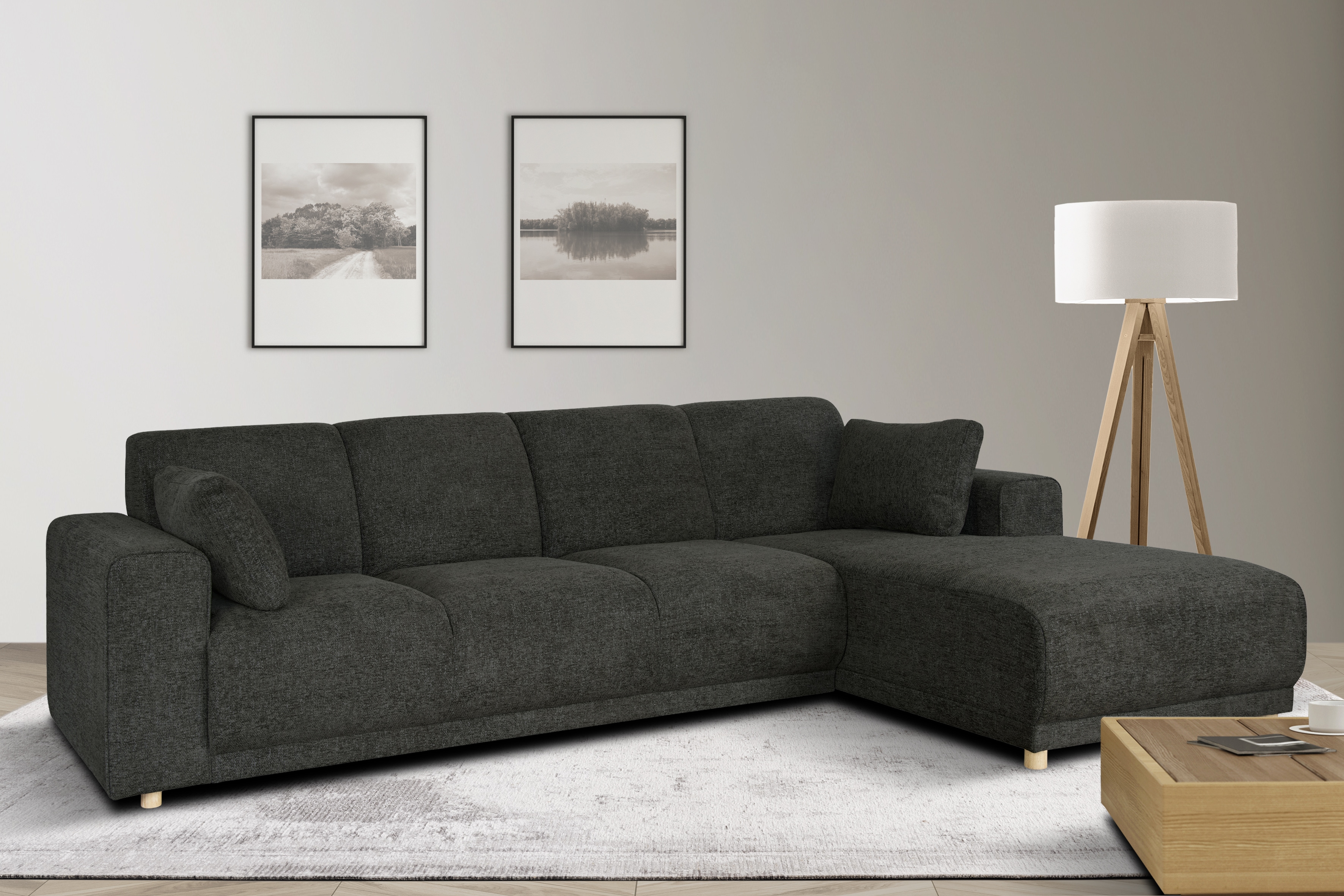 OTTO home Ecksofa "LEMPS wahlweise Recamiere links oder rechts L-Form" incl. Zierkissen, Stellmaße 297x162 cm