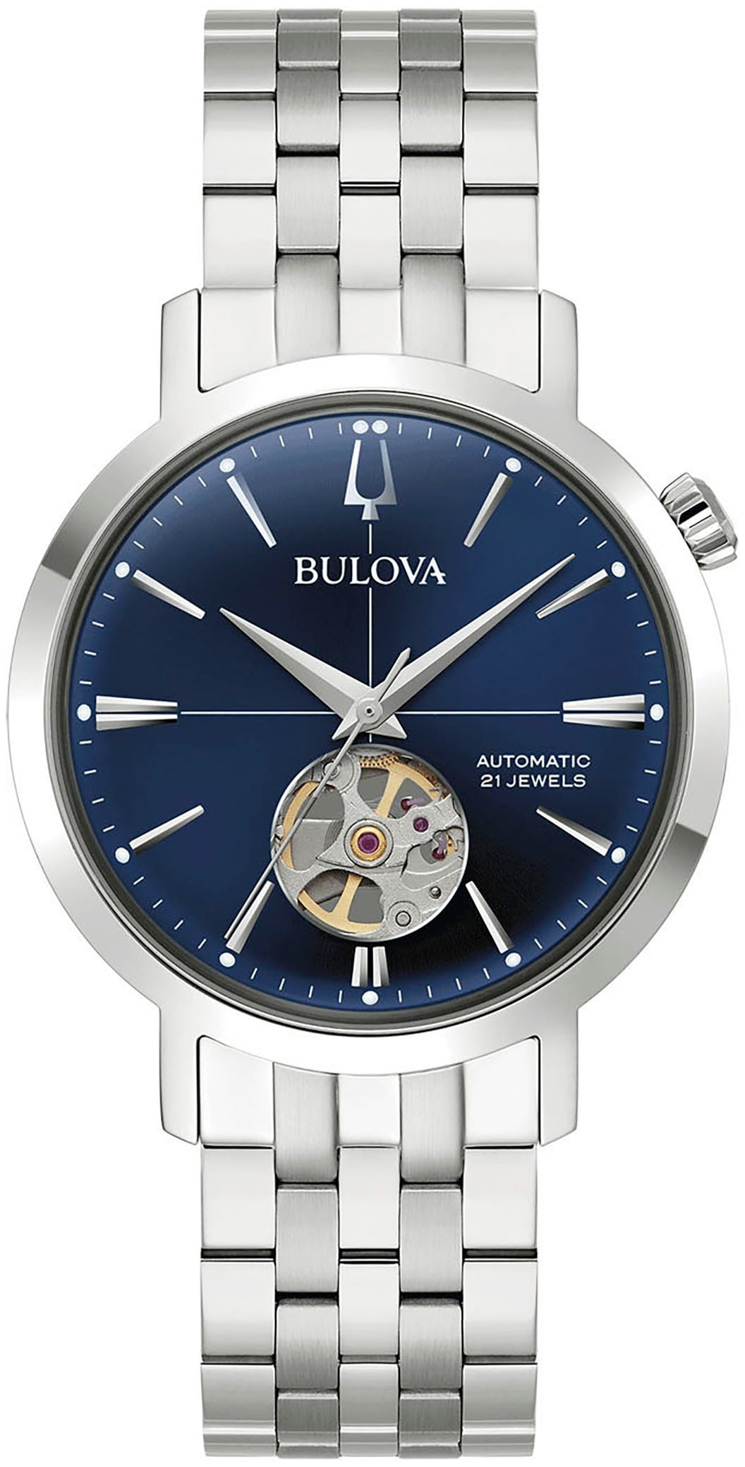 BULOVA Herren Automatikuhr, silber, Armbanduhren, Armbanduhr, Herrenuhr, Mechanische Uhr, Edelstahlarmband, analog