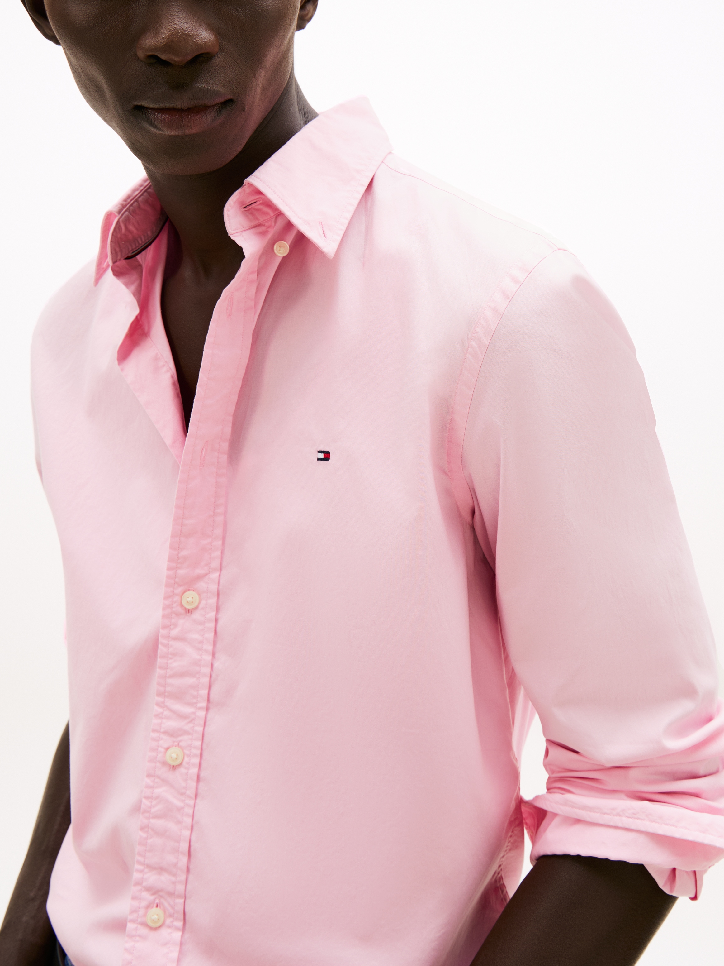 Tommy Hilfiger Businesshemd »FLEX POPLIN SOLID RF SHIRT 1«, mit Logostickerei
