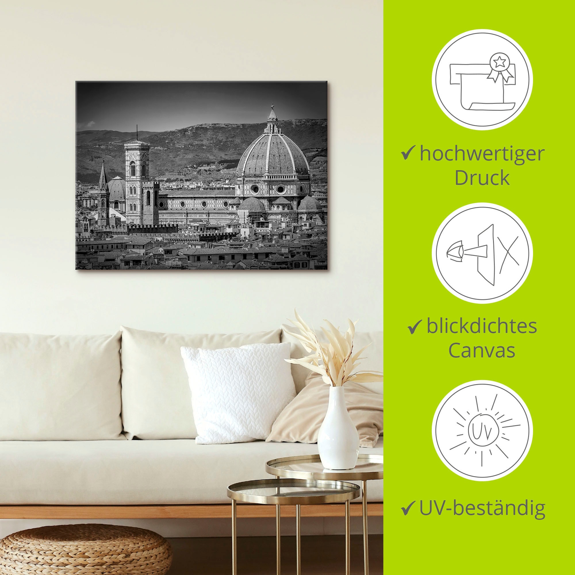 Artland Leinwandbild »Florenz Piazzale Michelangelo«, Italien, (1 St.), auf Keilrahmen gespannt
