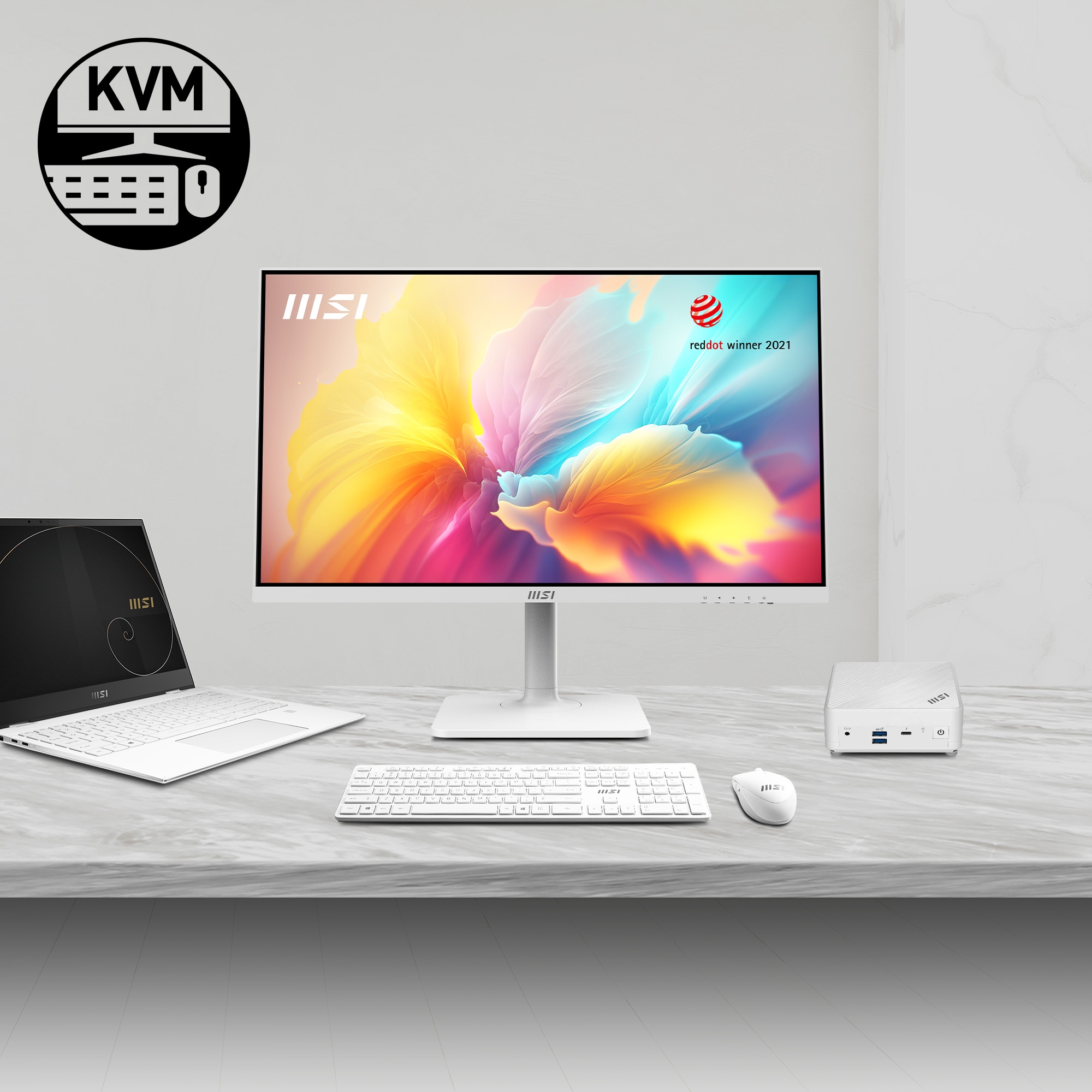 MSI LED-Monitor »Modern MD272QXPW«, 69 cm/27 Zoll, 2560 x 1440 px, WQHD, 1 ms Reaktionszeit, 100 Hz, höhenverstellbar, 3 Jahre Herstellergarantie, USB-C