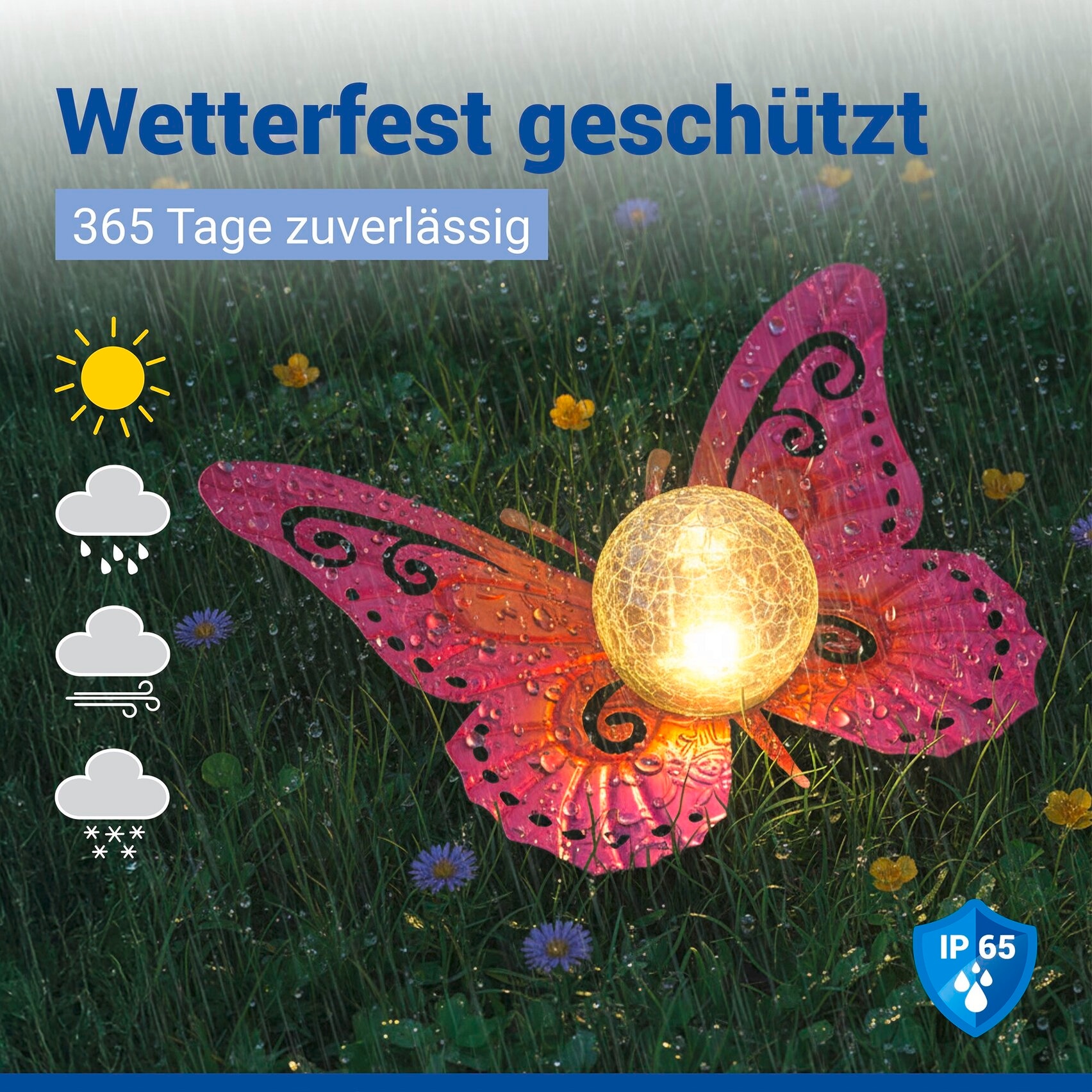 Maximex LED Gartenleuchte »Modell Schmetterling« Warmweiß dekorative Gartenbeleuchtung, solarbetrieben, witterungsbeständig