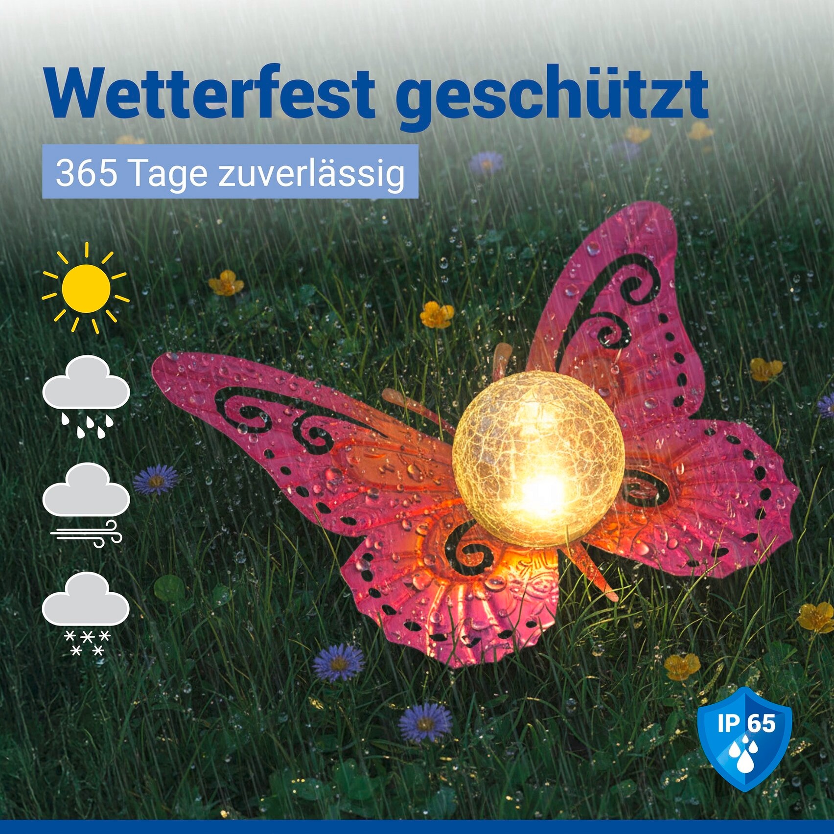 Thumbnail - Maximex LED Gartenleuchte "Modell Schmetterling" Warmweiß dekorative Gartenbeleuchtung, solarbetrieben, witterungsbestän...