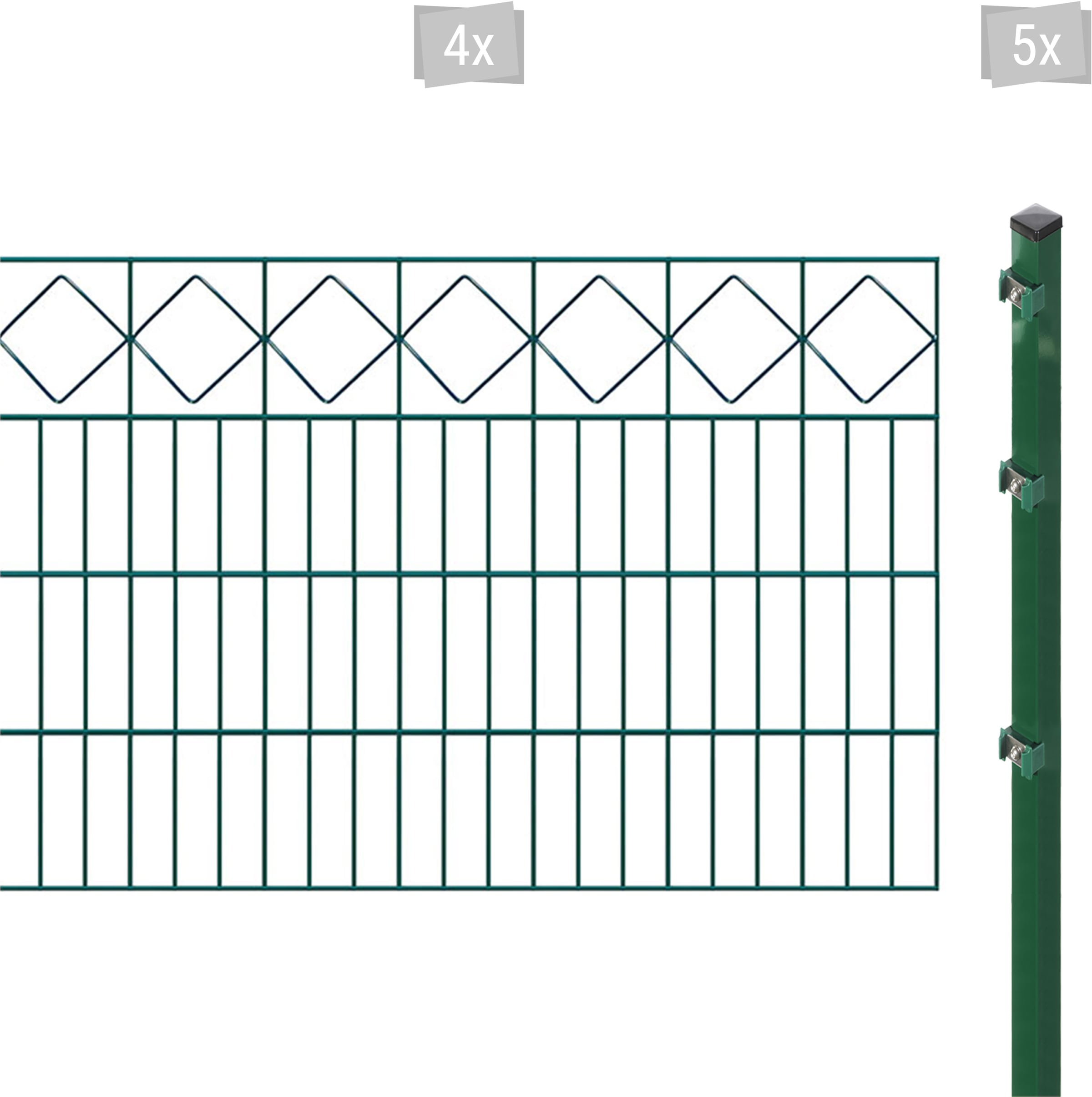 Arvotec Doppelstabmattenzaun "ESSENTIAL 80 zum Einbetonieren "Karo" mit Zierleiste", Zaunhöhe 80 cm, Zaunlänge 2 - 60 m