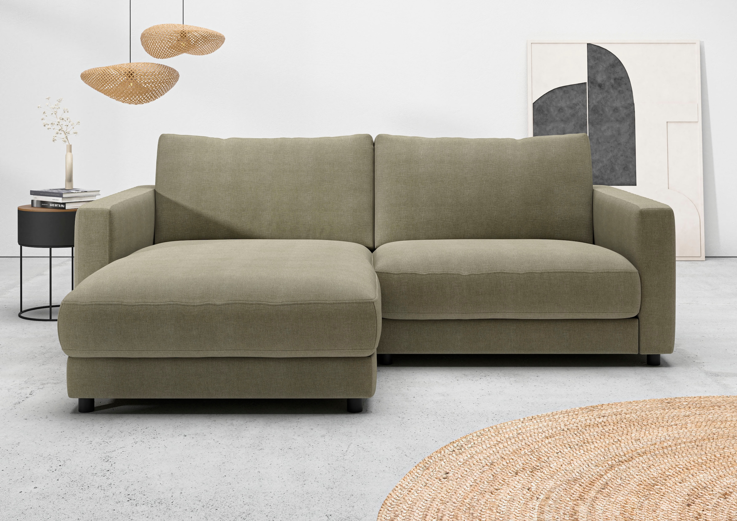 Home affaire Ecksofa "Ecksofa Jiro, L-Form, große Sitztiefe, Breite 226 cm" lose Sitz- & Rückenkissen, weicher Polsteraufbau, komfortabel & modern