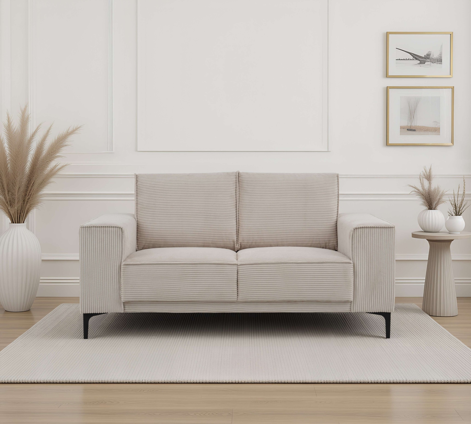 OTTO home 2-Sitzer "OLAND Cord, Sofa, B: 164 cm, Skandi-Design" 164 cm, Wellenunterfederung, Skandi-Design, Metallfüße