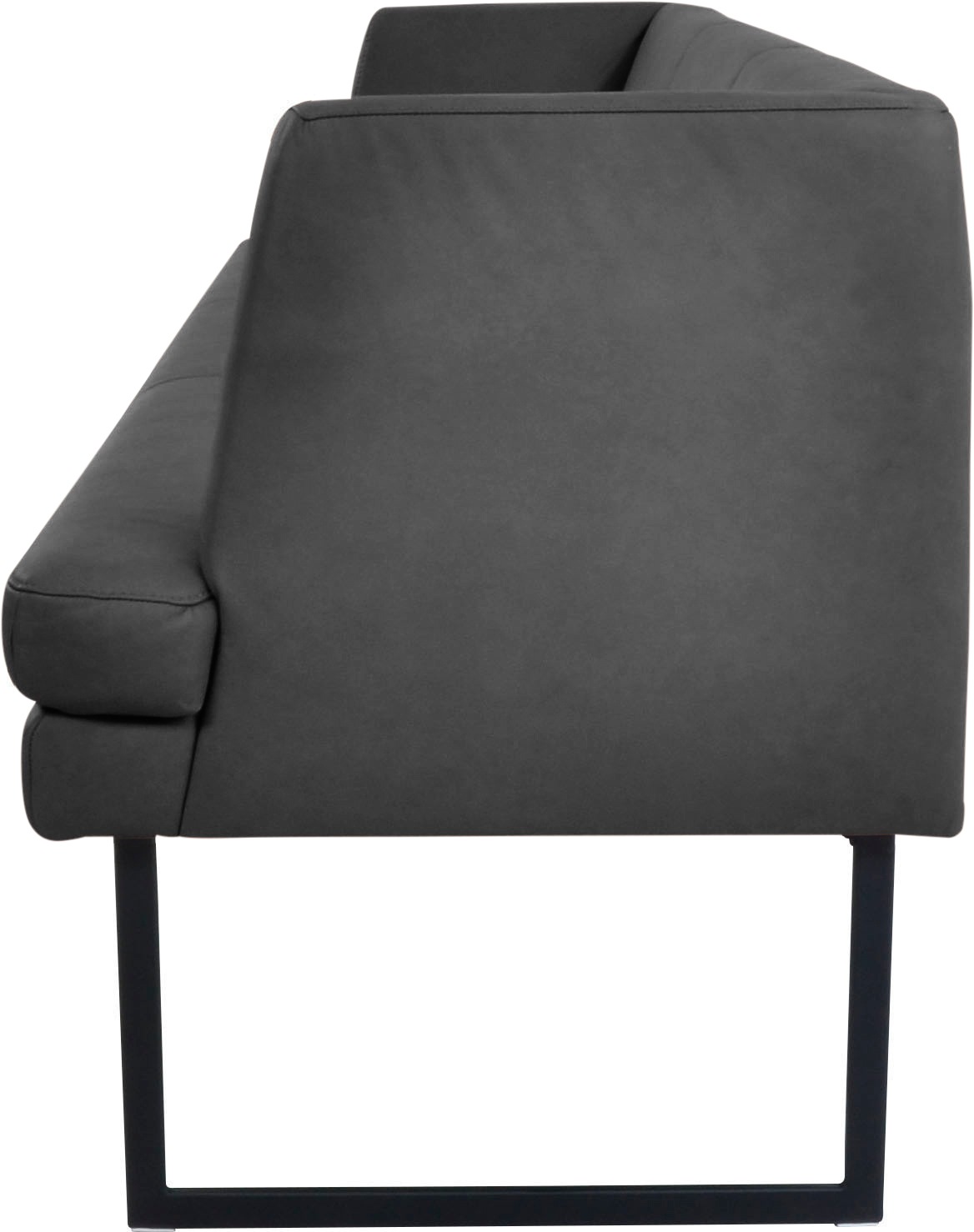 Polsterbank K+W KOMFORT & WOHNEN "Cube", grau (asphalt 88), B:209cm H:82cm T:67cm, Sitzbänke, Polsterbank, Hammerkissenoptik, 2 Breiten, Metallkufe schwarz 3