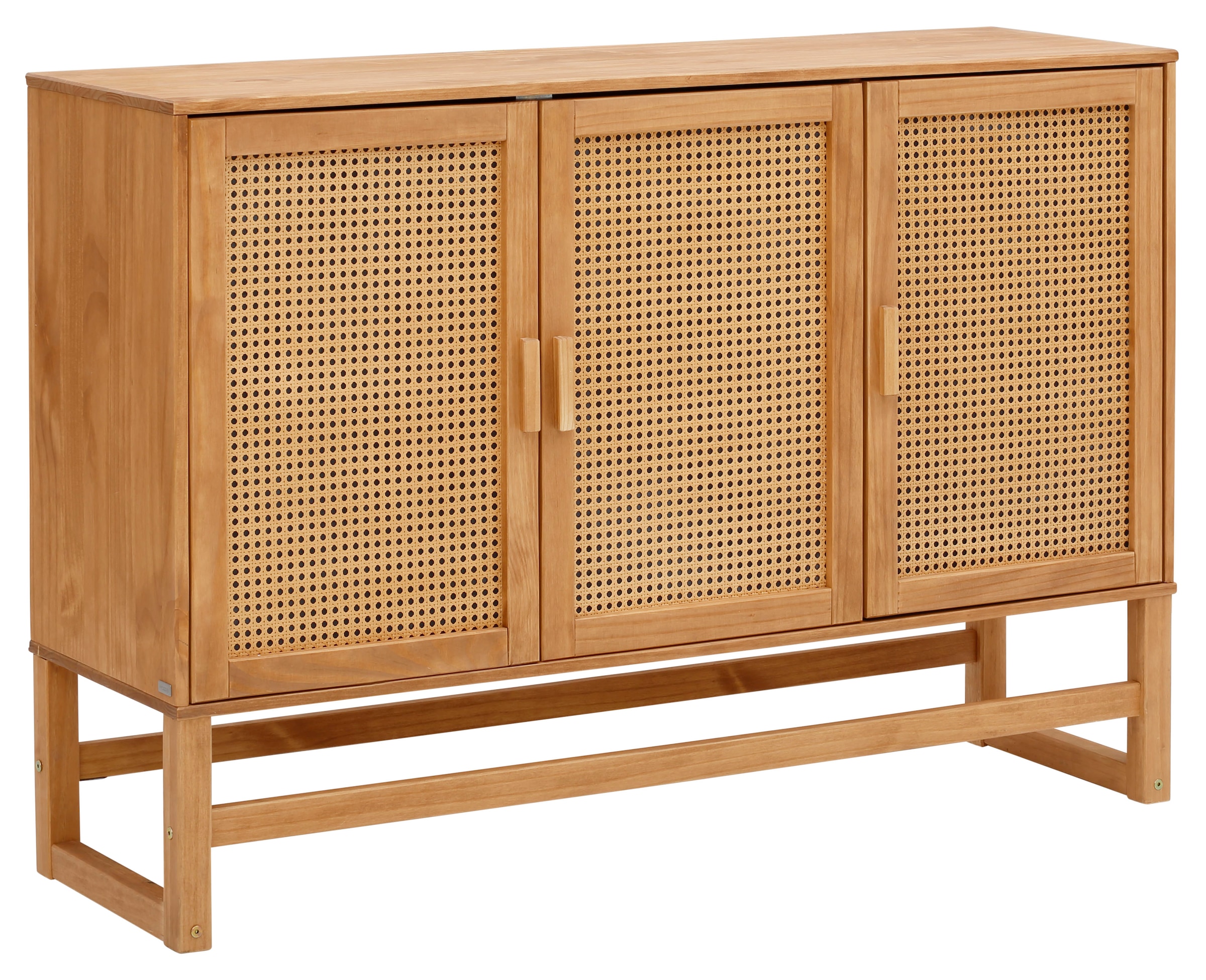 Home affaire Sideboard "Linz", Kommode mit Rattangeflecht auf den Türfronten, aus Massivholz