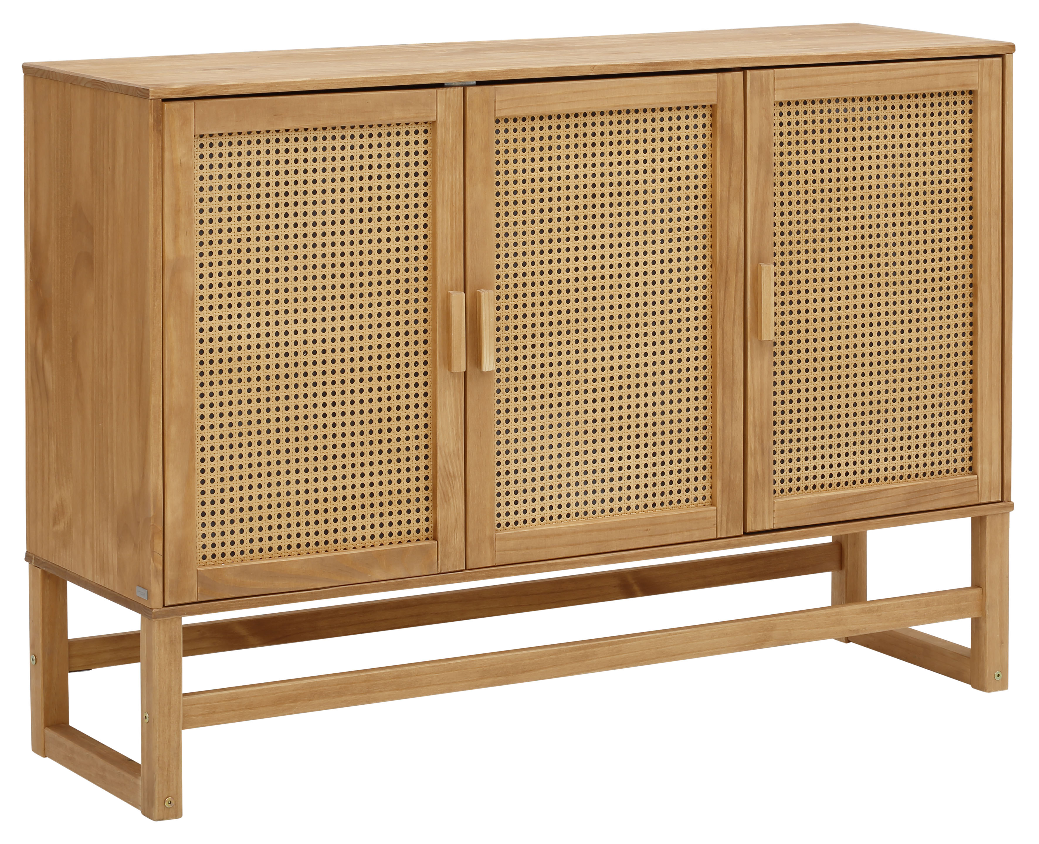 OTTO home Sideboard "Linz" Kommode mit Rattangeflecht auf den Türfronten, aus Massivholz