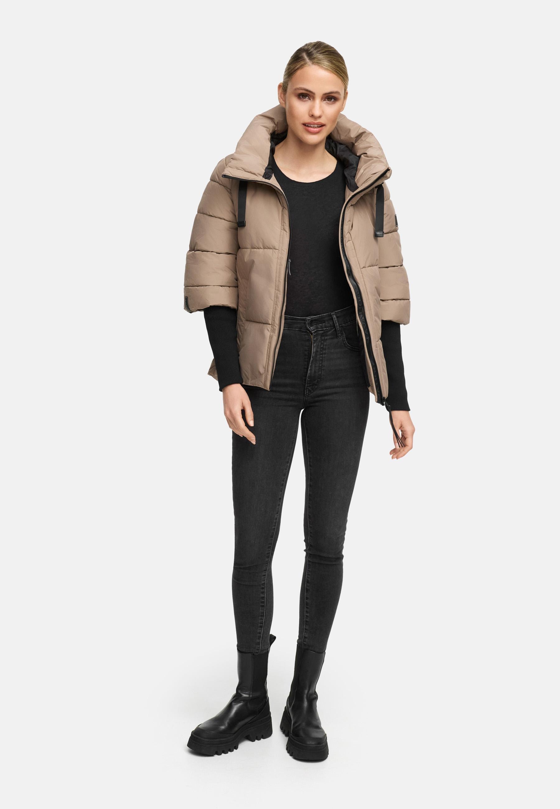 Navahoo Steppjacke »Lotusherz XIV«, mit Kapuze, Warme gesteppte Winterjacke mit Rippstrickärmeln