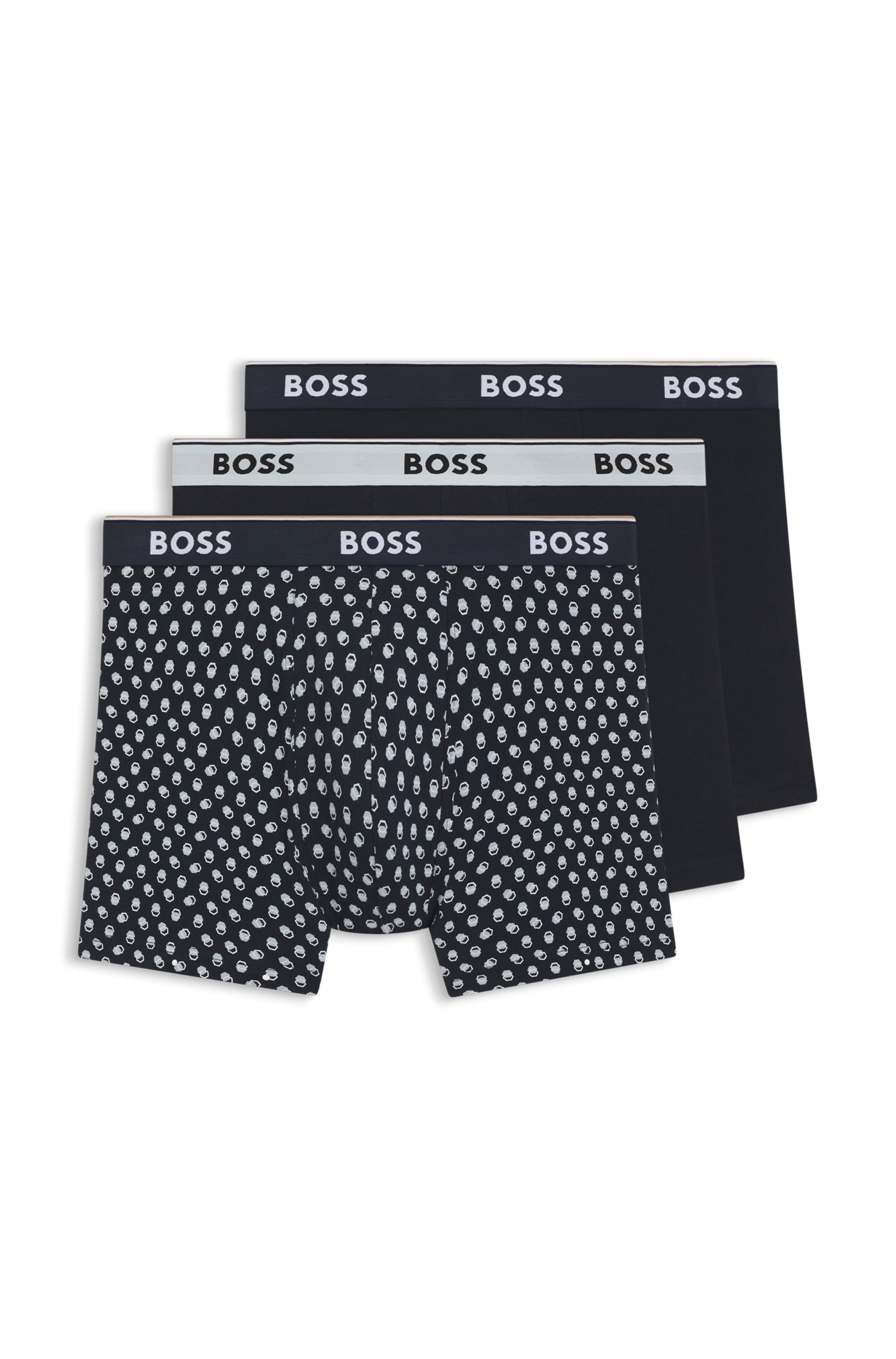 BOSS Boxershorts Packung, 3 Stk. längeres Bein, anliegend, aus Stretch-Baumwolle