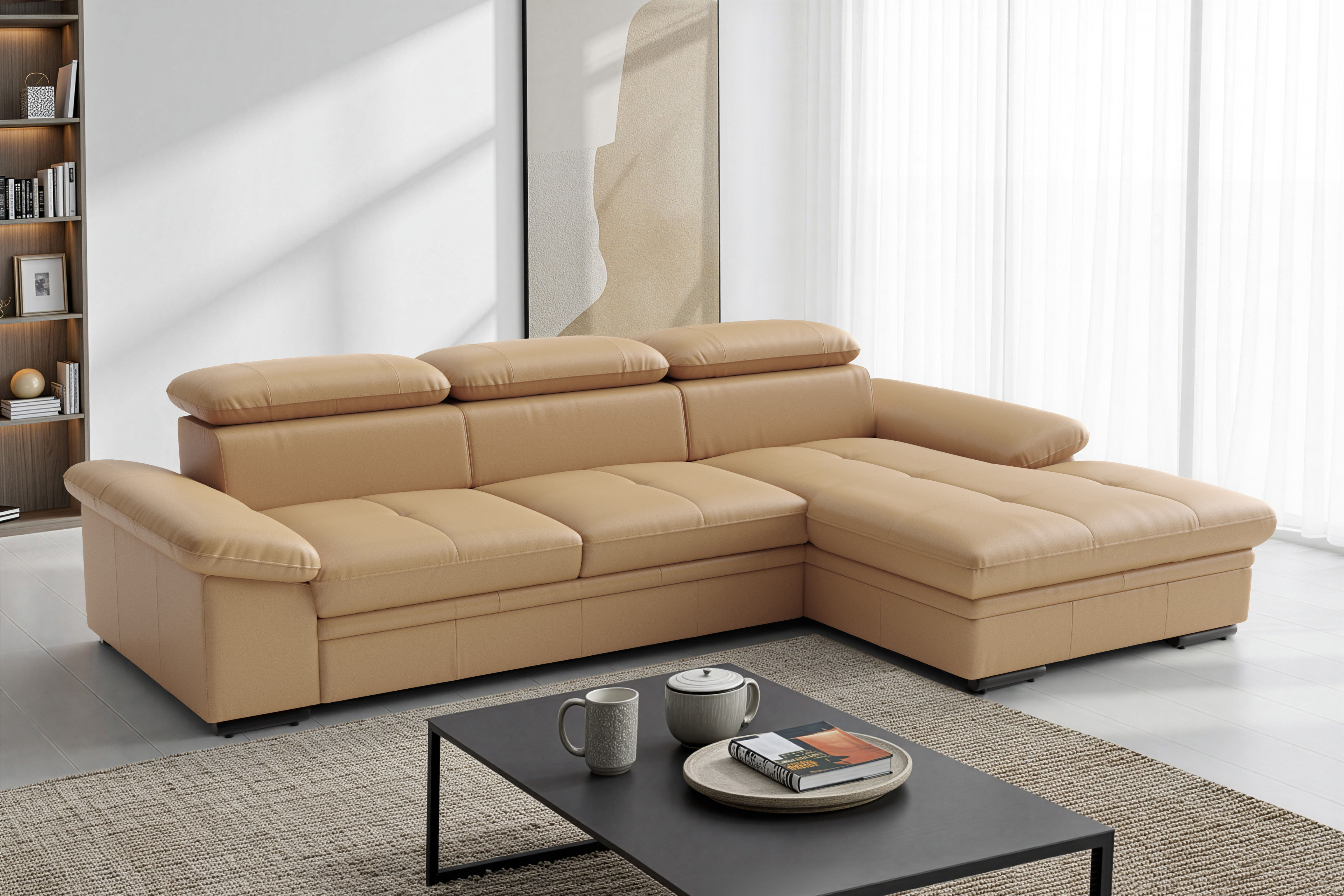 sit&more Ecksofa "Viola, Leder, L-Form, B: 260 cm, mit Armteil- und Kopfteilvertsellung" optional mit Schlaffunktion