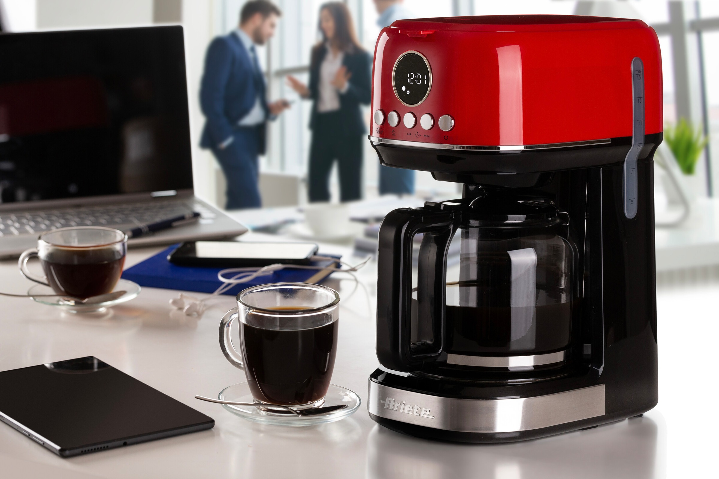 Ariete Filterkaffeemaschine »1396R Moderna rot,1,5 L mit Timer, Programmwahl und Warmhaltefunktion«, Permanentfilter