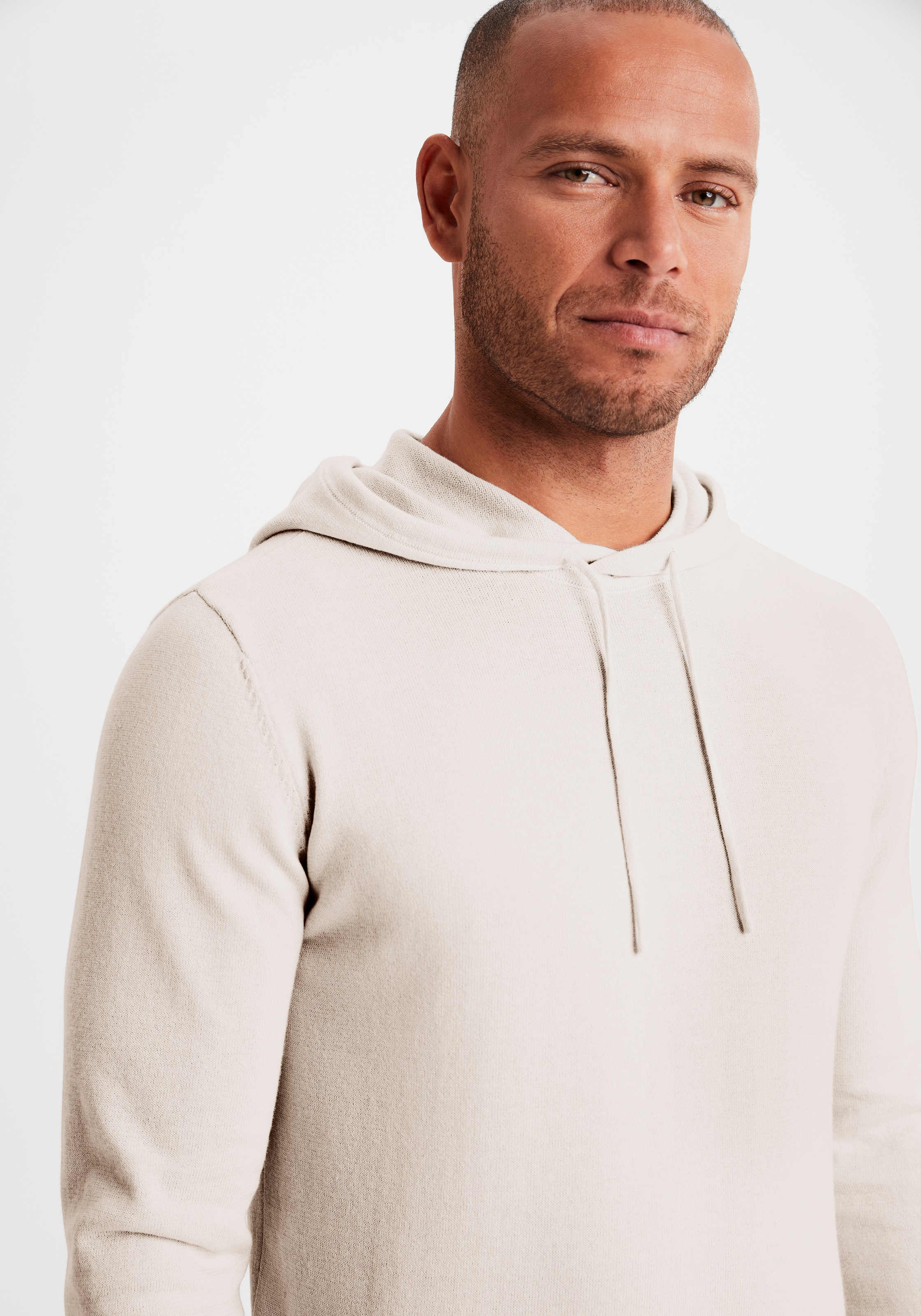 H.I.S Hoodie », Strickpullover mit Kapuze«, Feinstrick aus pflegeleichter Baumwollmischung
