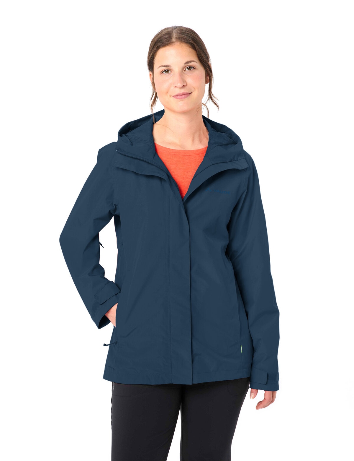VAUDE Regenjacke "WOMENS STRATHCONA JACKET" mit Kapuze mit Kapuze mit Kordelzug, wasserdicht, winddicht, atmungsaktiv