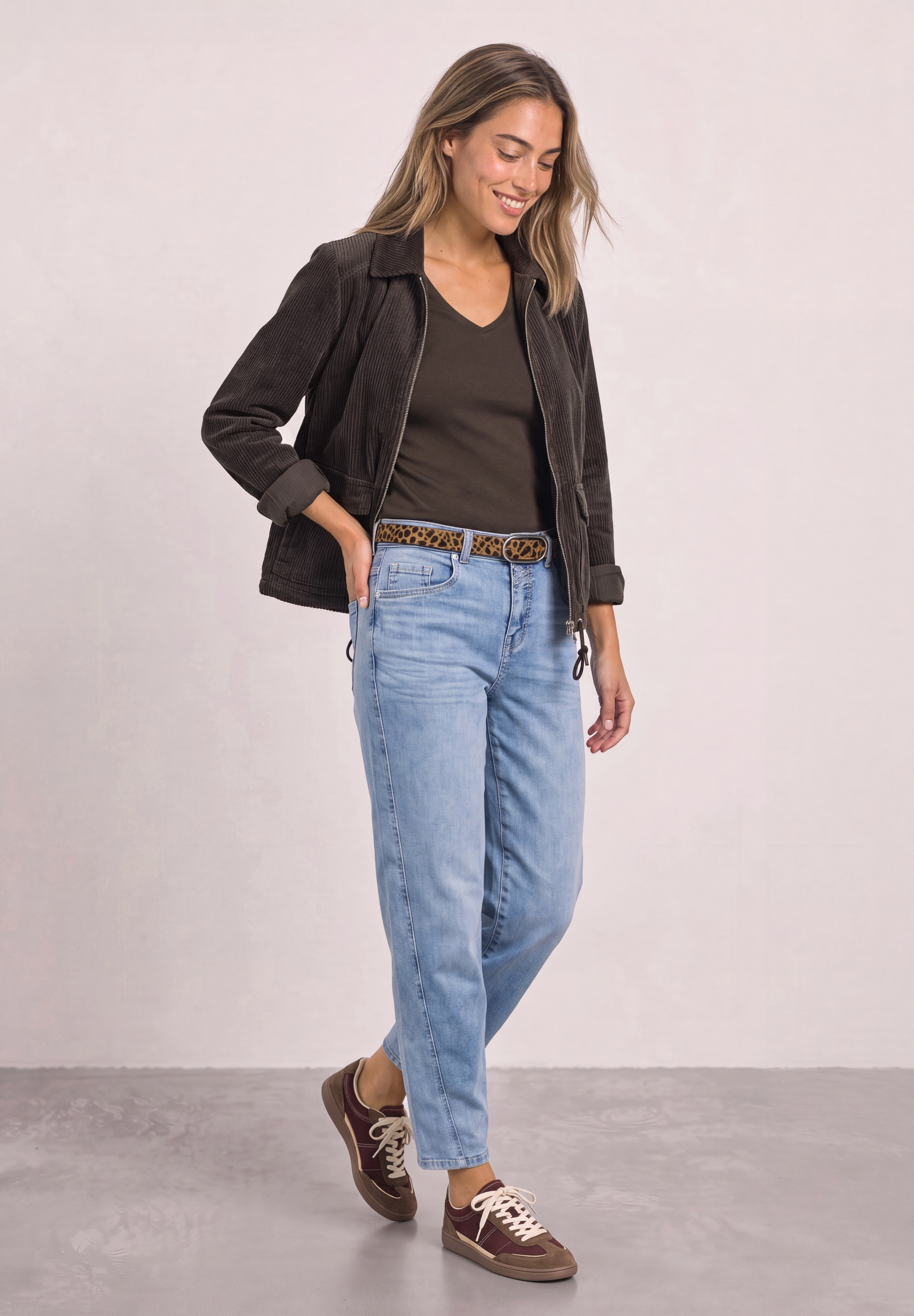 STREET ONE Cordjacke ohne Kapuze mit Tunnelzugsaum