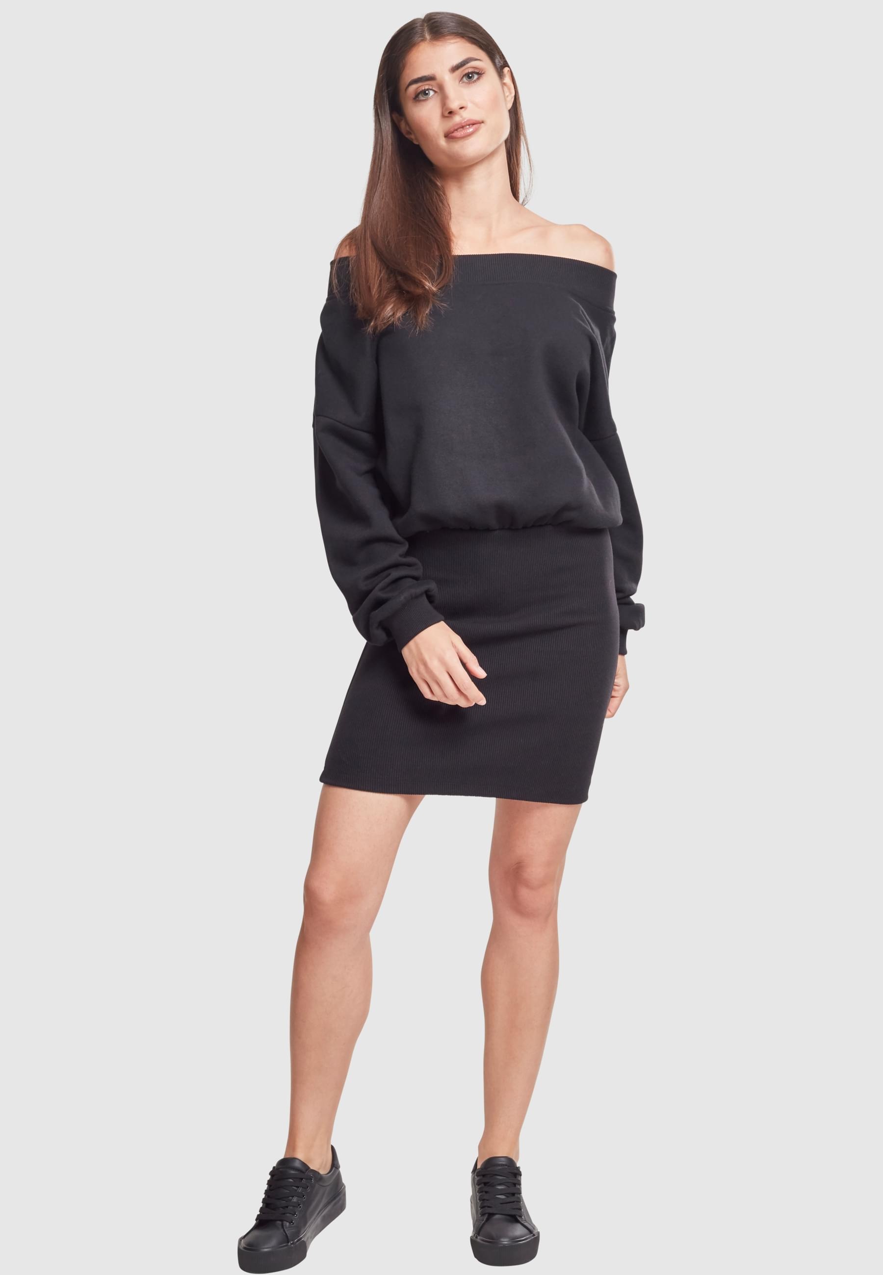 URBAN CLASSICS Shirtkleid »Urban Classics Damen Ladies Sweat Off Shoulder Dress«, (1 tlg.)