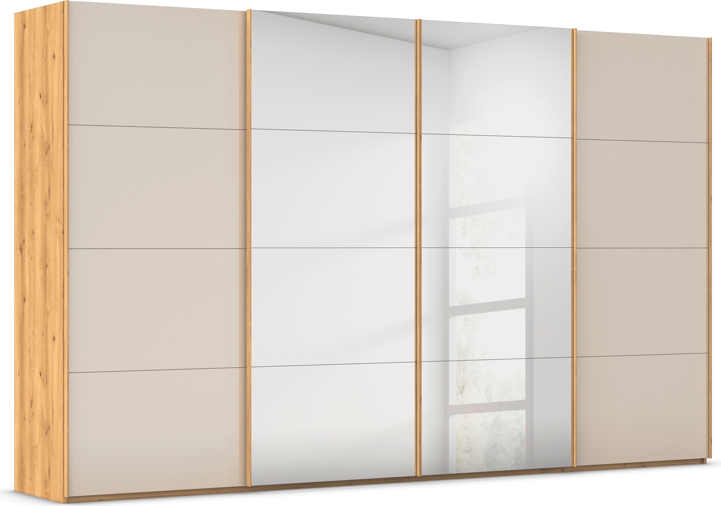 rauch "Kleiderschrank Schrank Garderobe Schlafzimmerschrank SCALE-FYRA" edle viergeteilte Türen Spiegel/Glas-Mix viele Farben MADE IN GERMANY