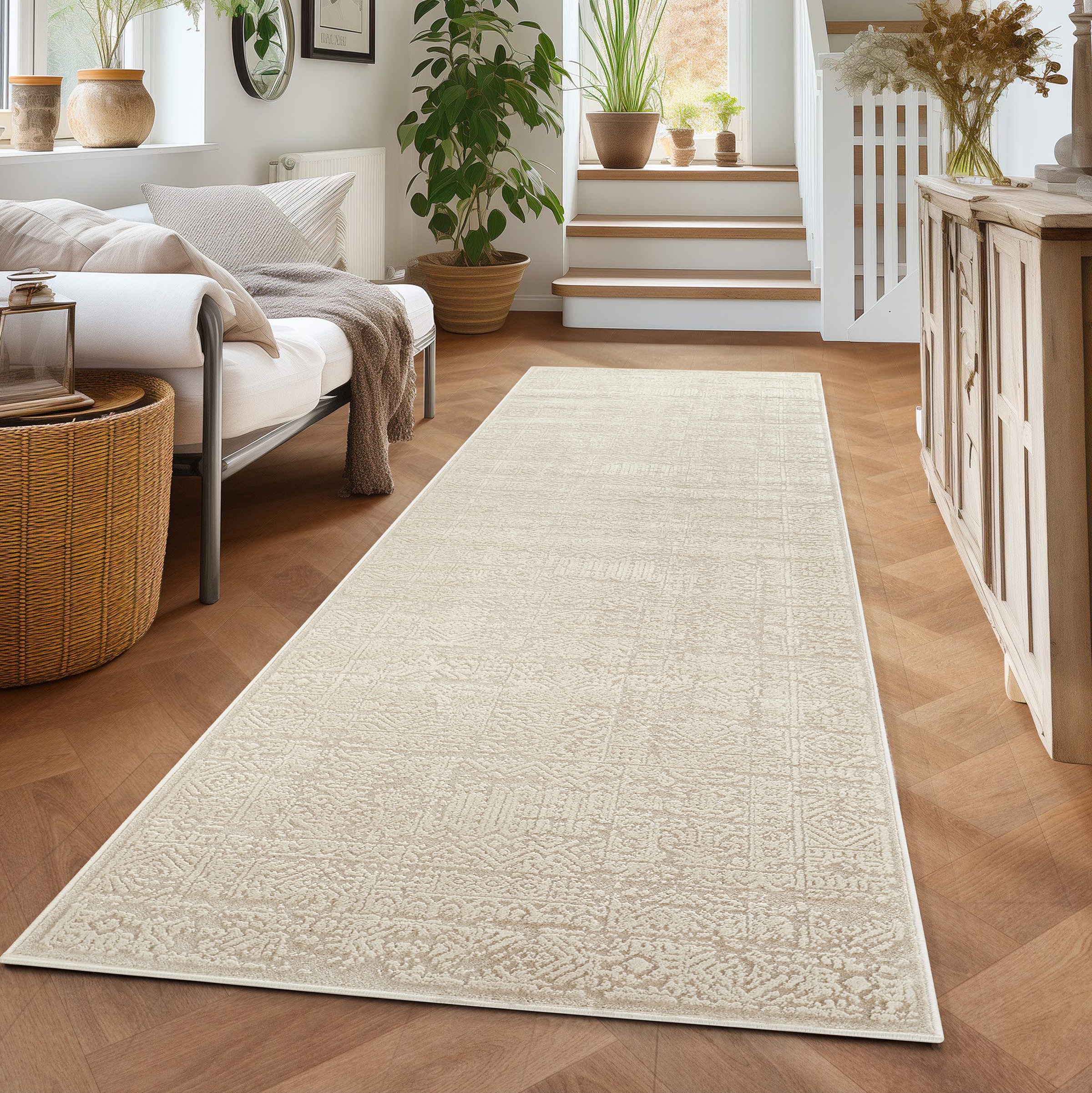 Läufer OTTO HOME "Selin" Gr. 11, beige (cream), B:67cm H:9mm L:230cm, Kunstfaser, Teppiche, Läufer, dezenter Glanz, Schrumpf-Garn-Effekt, im Vintage-Look, dichte Qualität