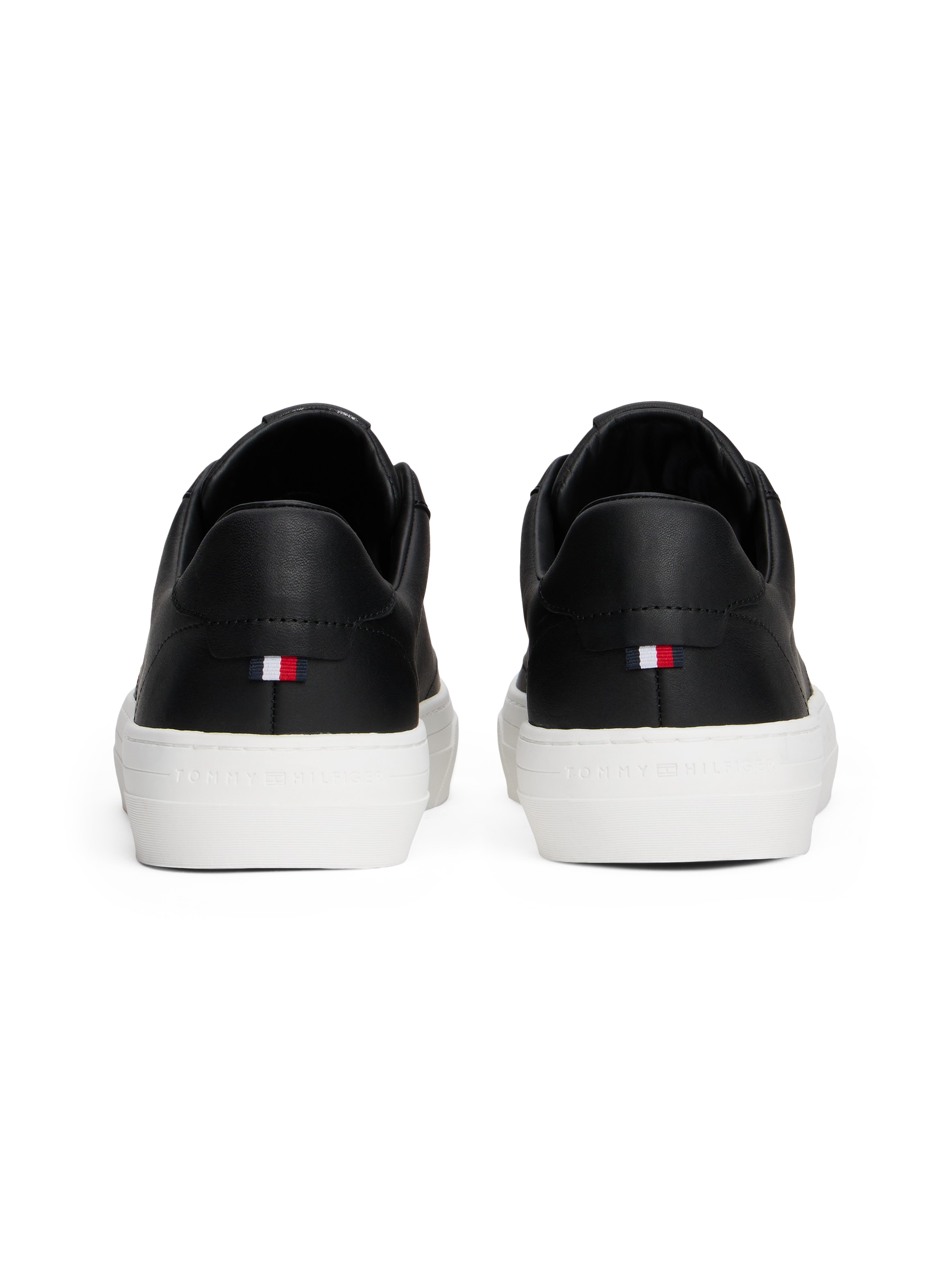 Tommy Hilfiger Sneaker »PREMIUM DRESS CUPSOLE LTH«, Freizeitschuh, Halbschuh, Schnürer mit Flaggen-Emblem an der Ferse