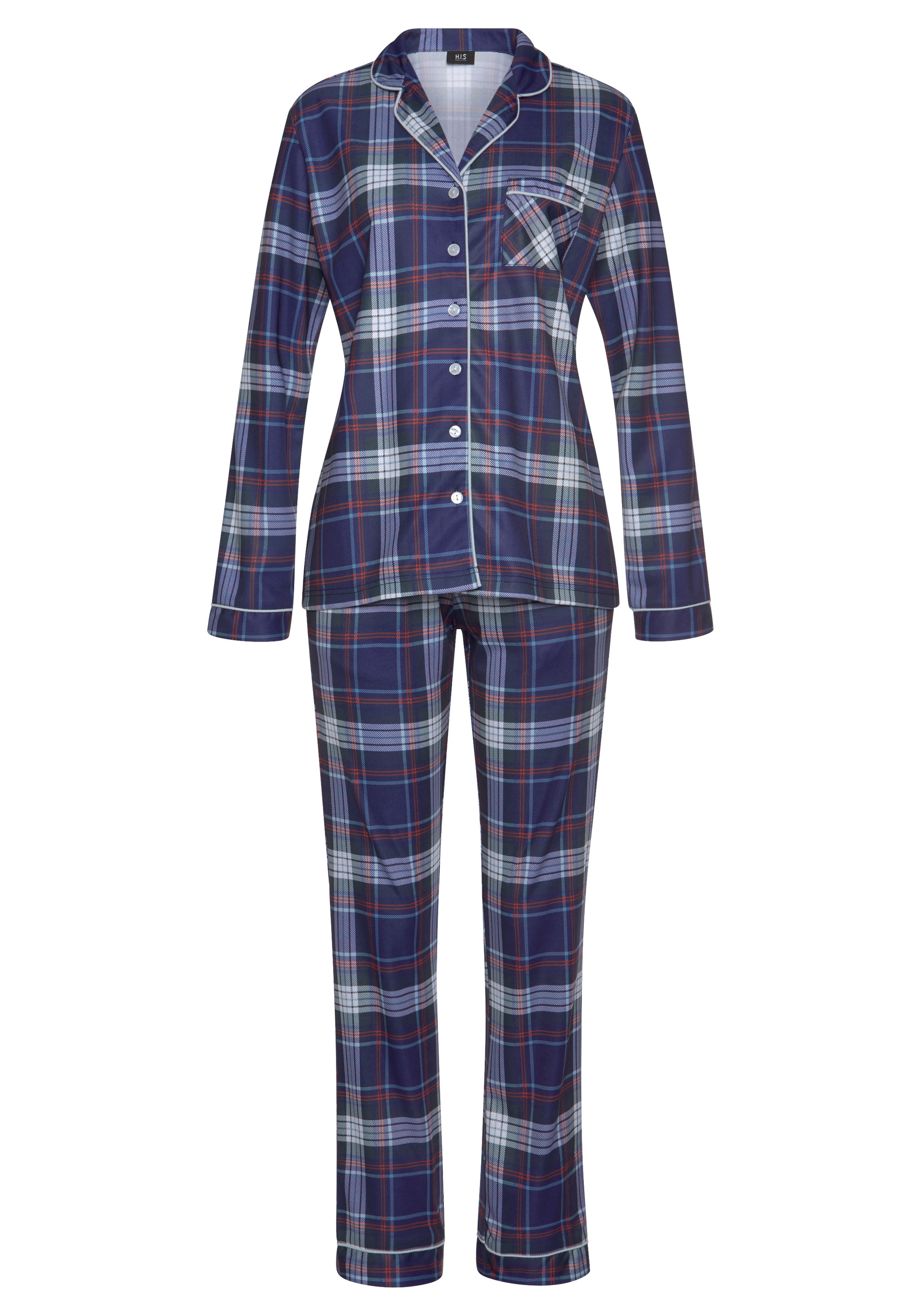 H.I.S Pyjama Set, 2-teilig, 2 tlg. aus Flanell mit Allover-Karomuster günstig online kaufen