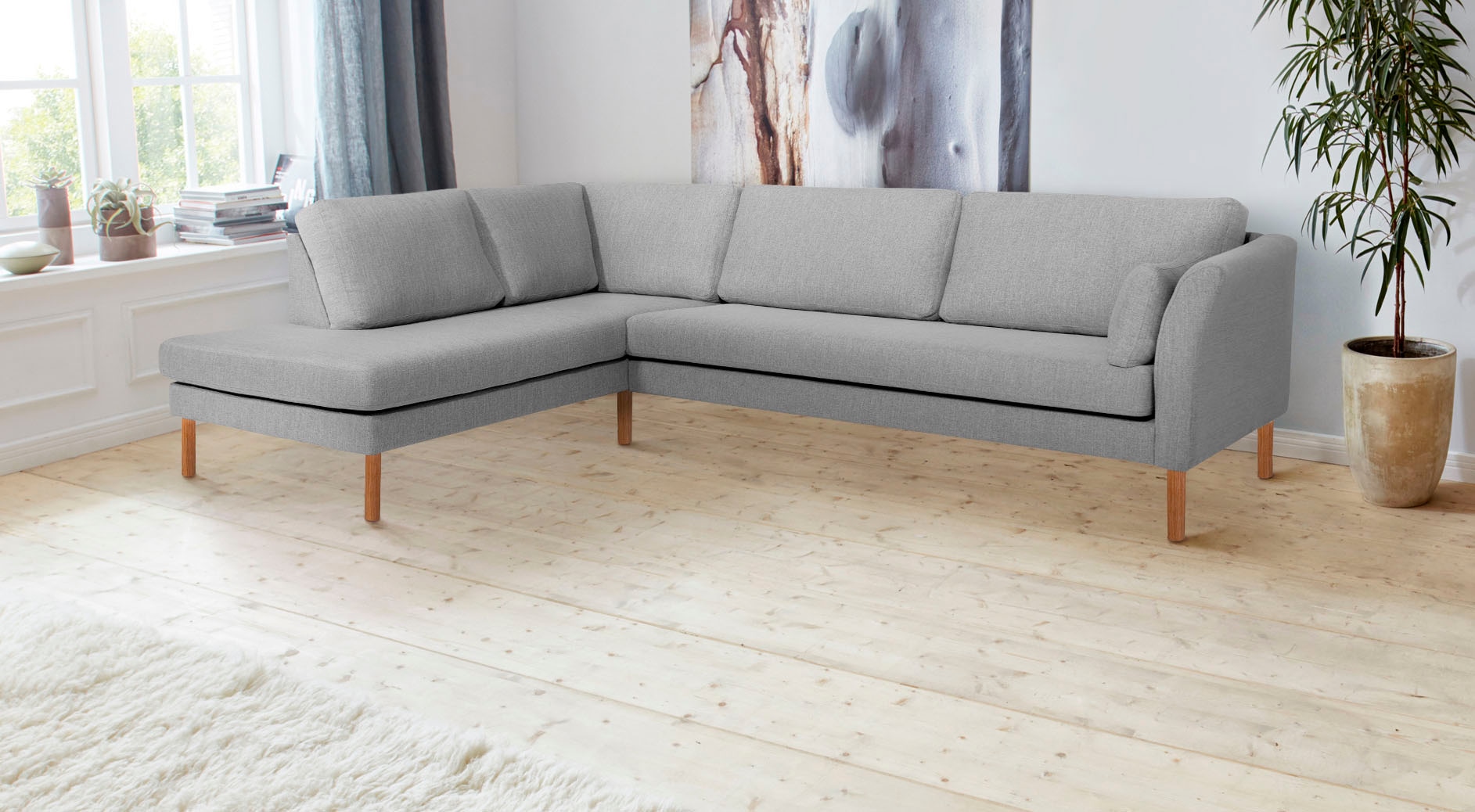 andas Ecksofa "Grenzda, L-Form," mit Holzfüßen