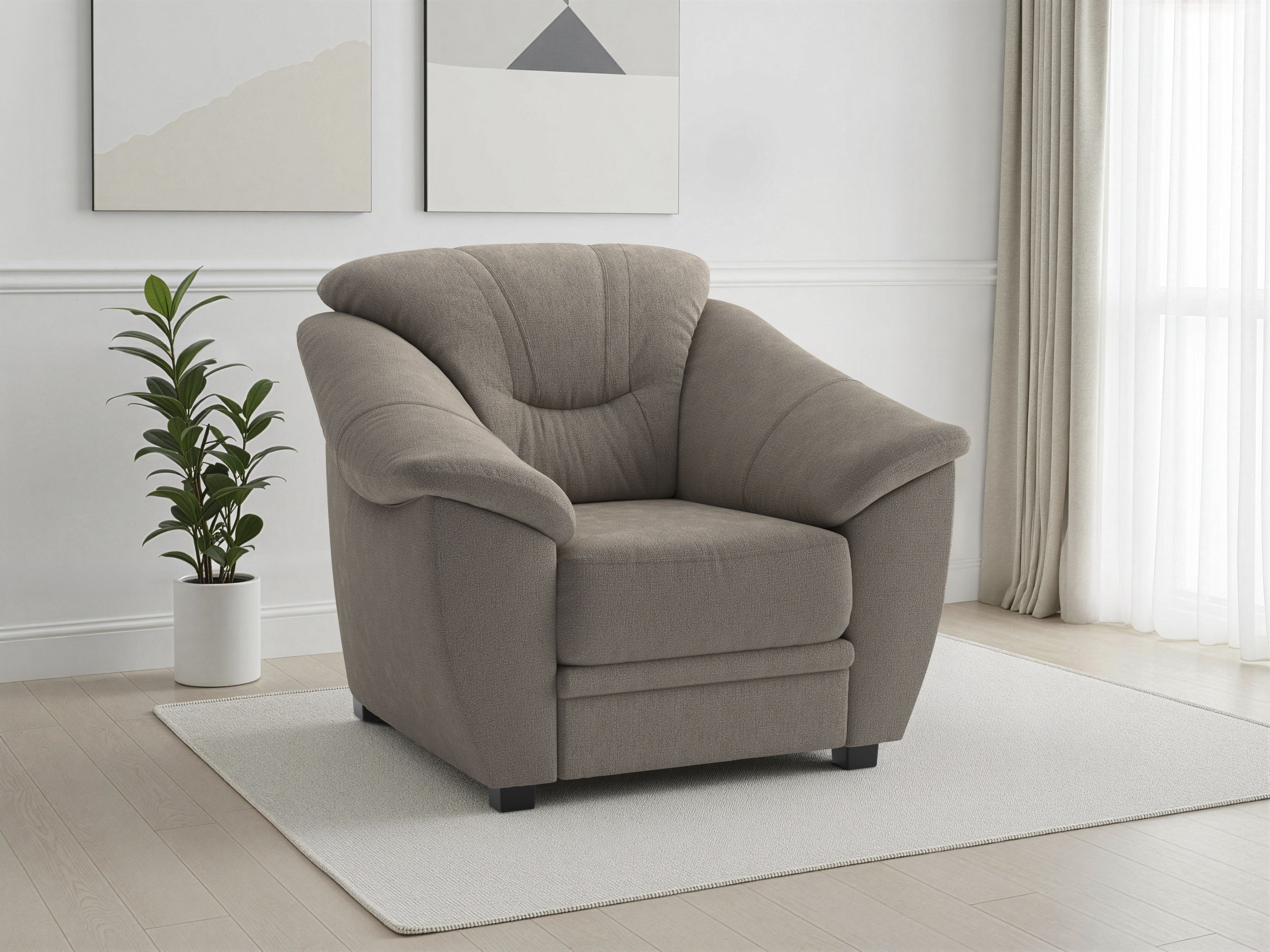 sit&more Sessel "Savona, B: 103 cm, Federkern-Polsterung, komfortable Sitzhöhe 46 cm" Bequeme Armlehnen, Ziernähte, frei im Raum stellbar, zeitloses Design